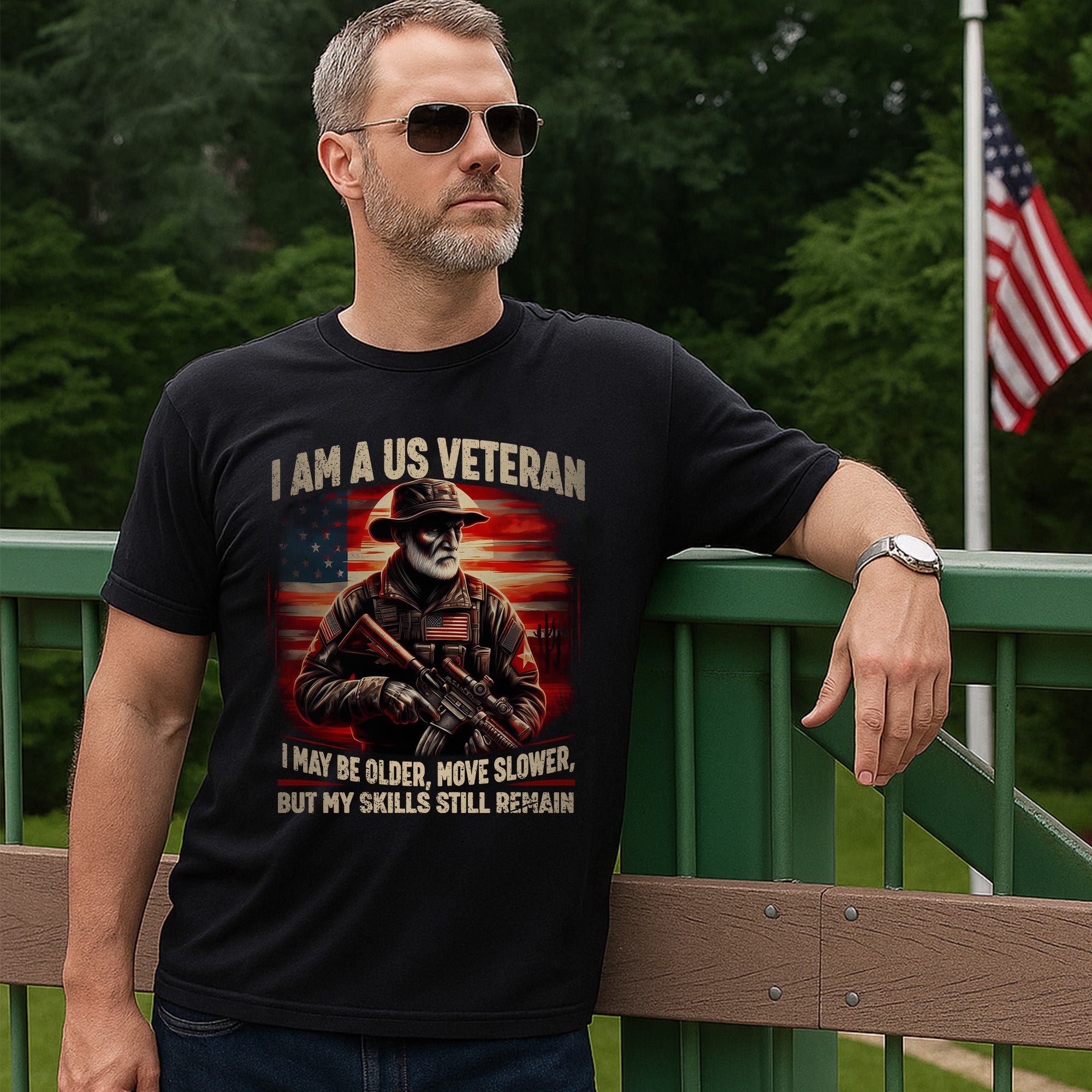 I Am a US Veteran I May Be Older Move Slower but My Skills Remain Strong Military Pride T-Shirt