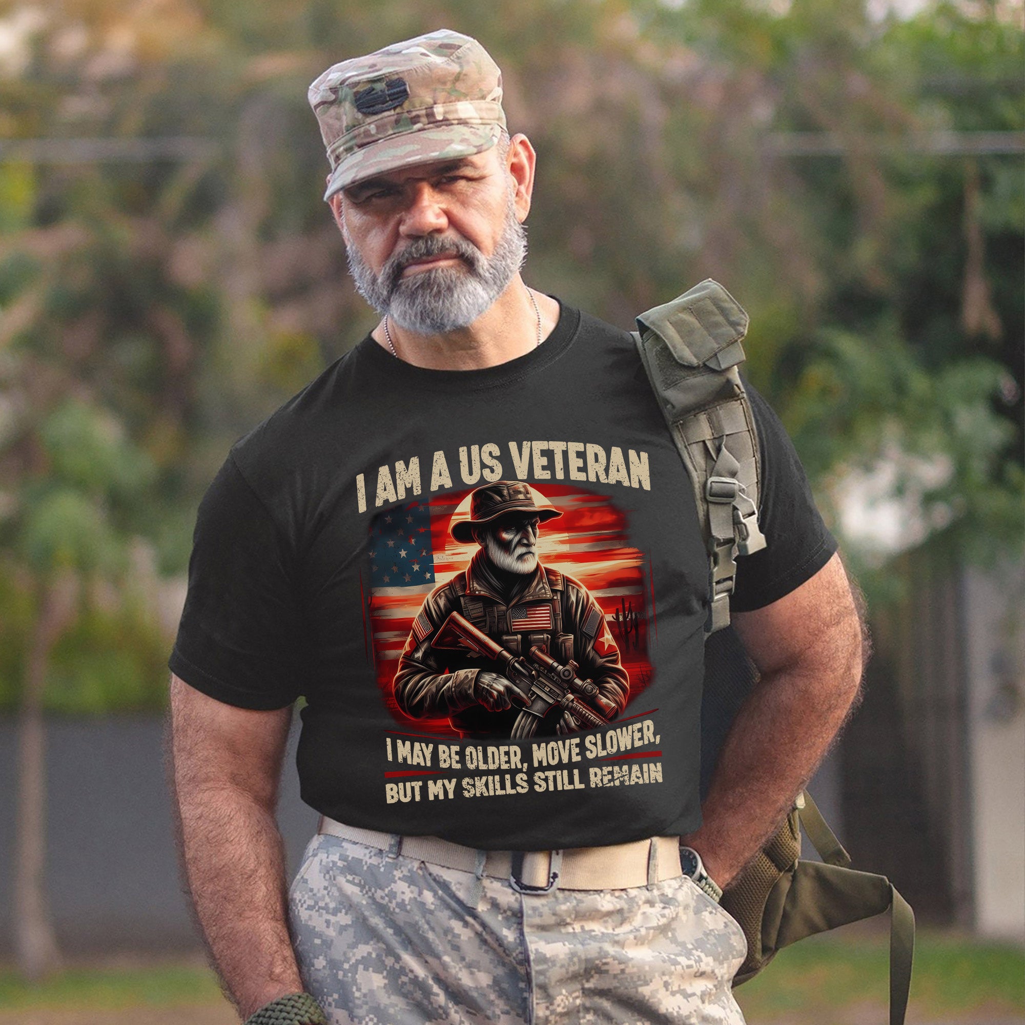 I Am a US Veteran I May Be Older Move Slower but My Skills Remain Strong Military Pride T-Shirt