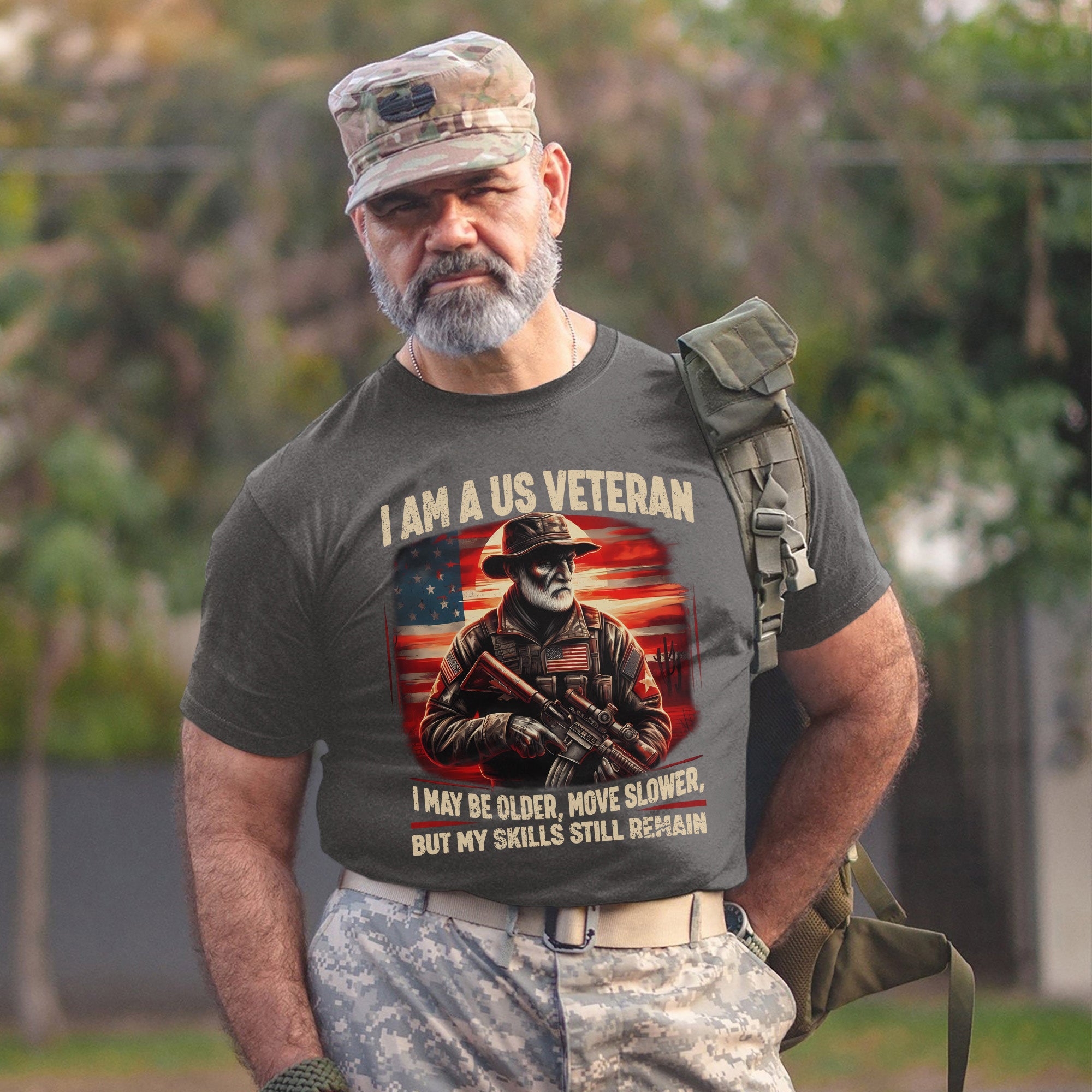 I Am a US Veteran I May Be Older Move Slower but My Skills Remain Strong Military Pride T-Shirt