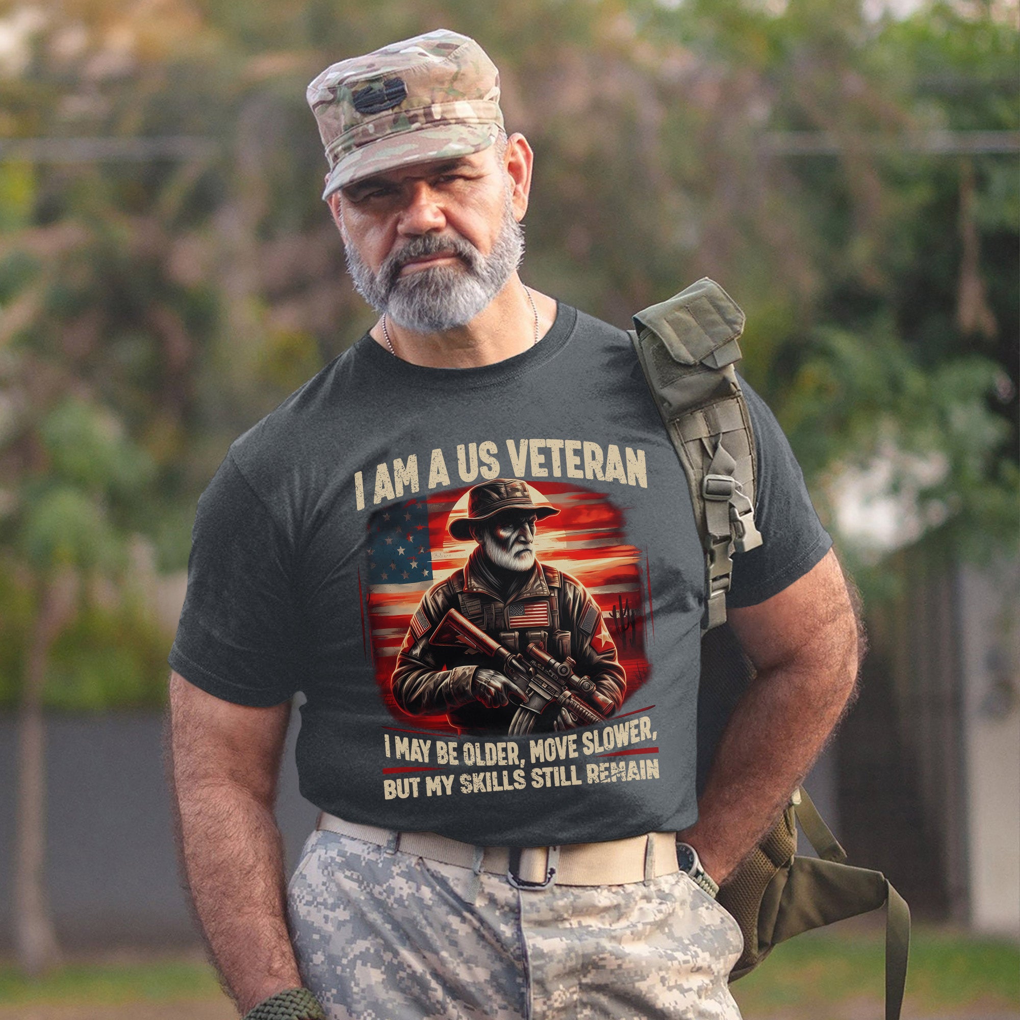 I Am a US Veteran I May Be Older Move Slower but My Skills Remain Strong Military Pride T-Shirt