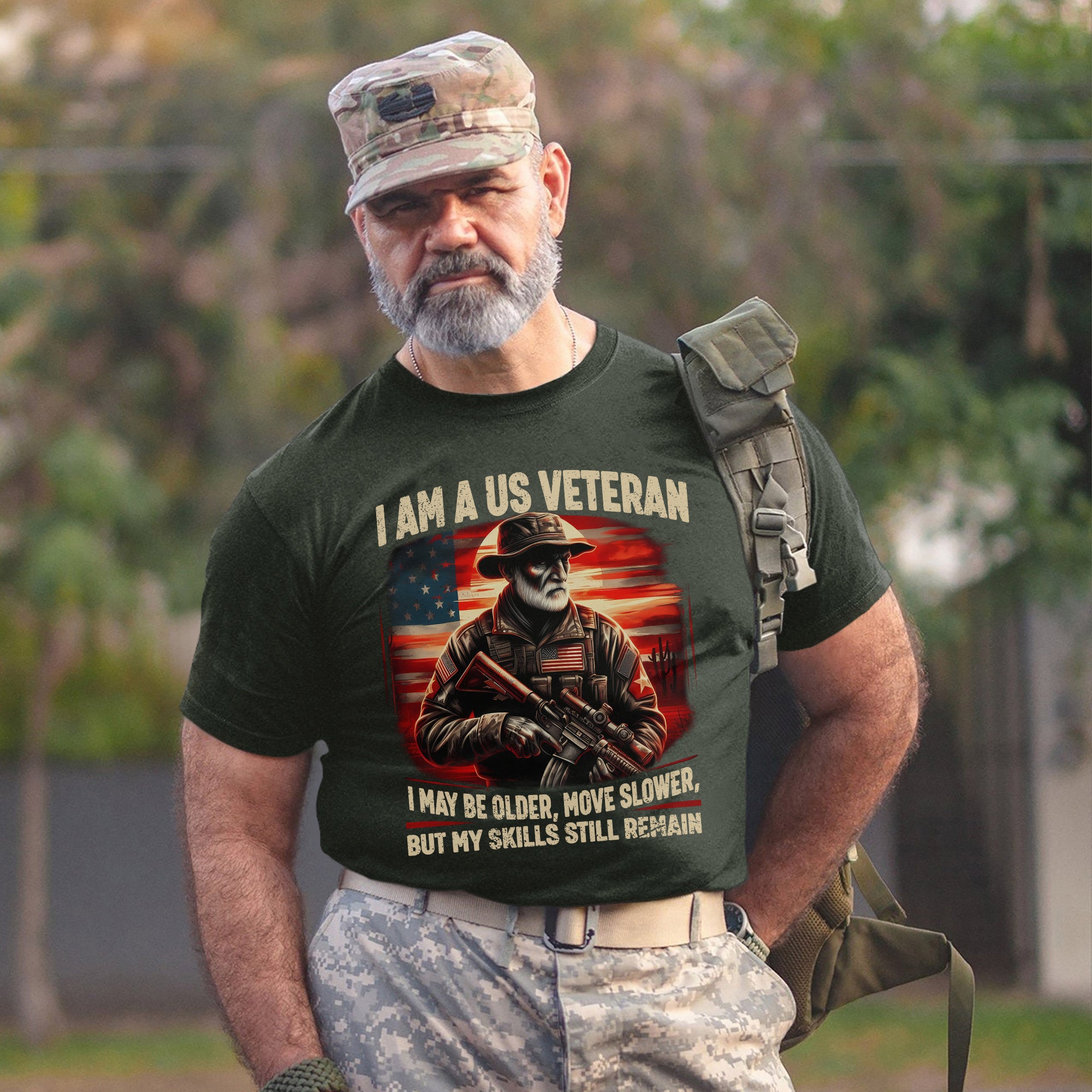 I Am a US Veteran I May Be Older Move Slower but My Skills Remain Strong Military Pride T-Shirt
