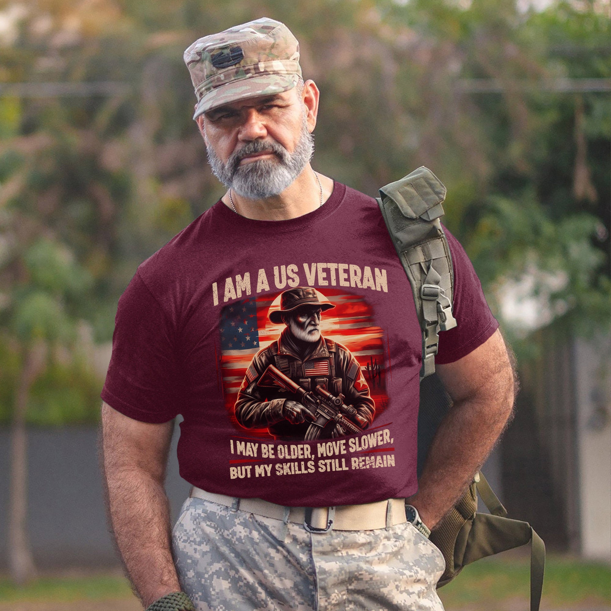 I Am a US Veteran I May Be Older Move Slower but My Skills Remain Strong Military Pride T-Shirt
