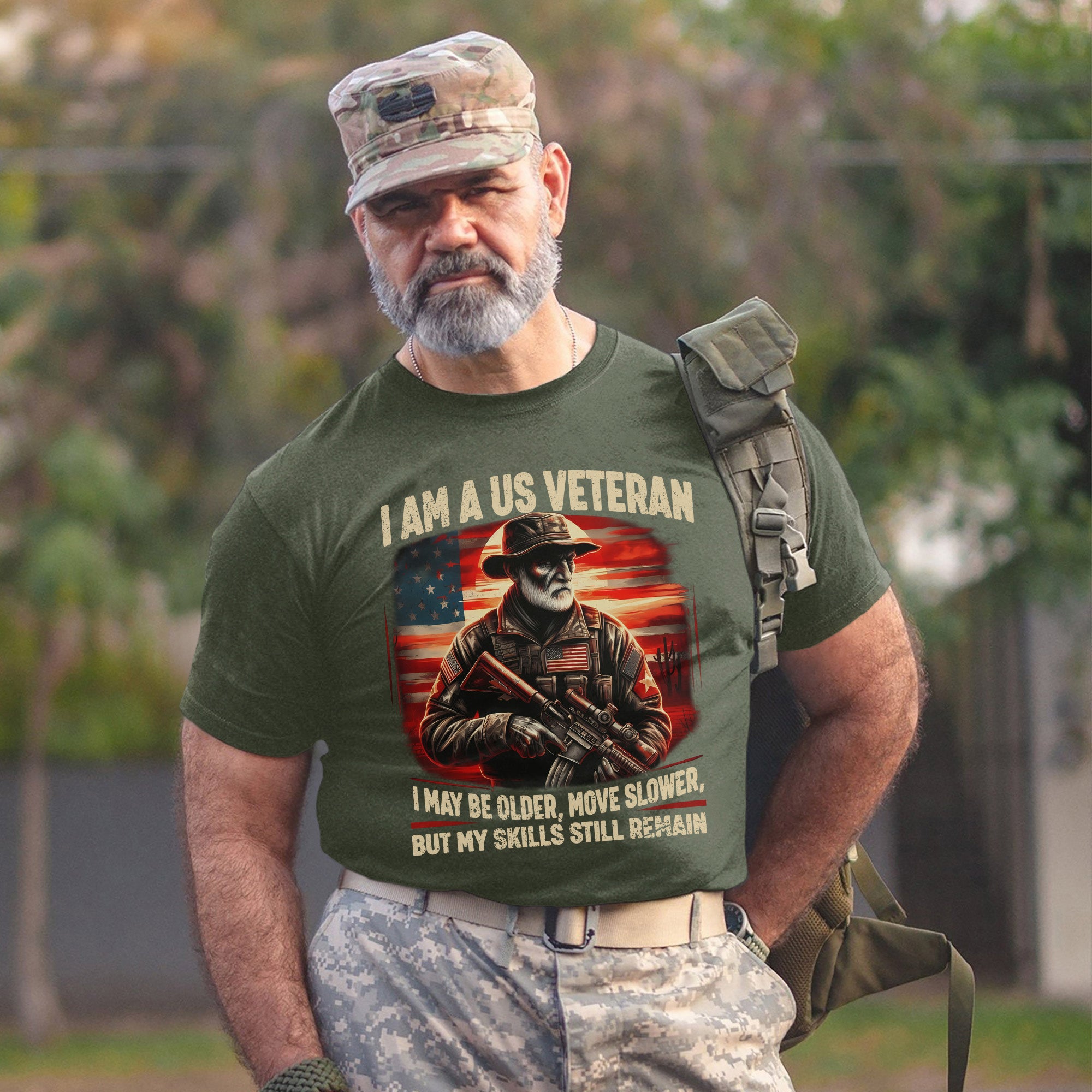 I Am a US Veteran I May Be Older Move Slower but My Skills Remain Strong Military Pride T-Shirt