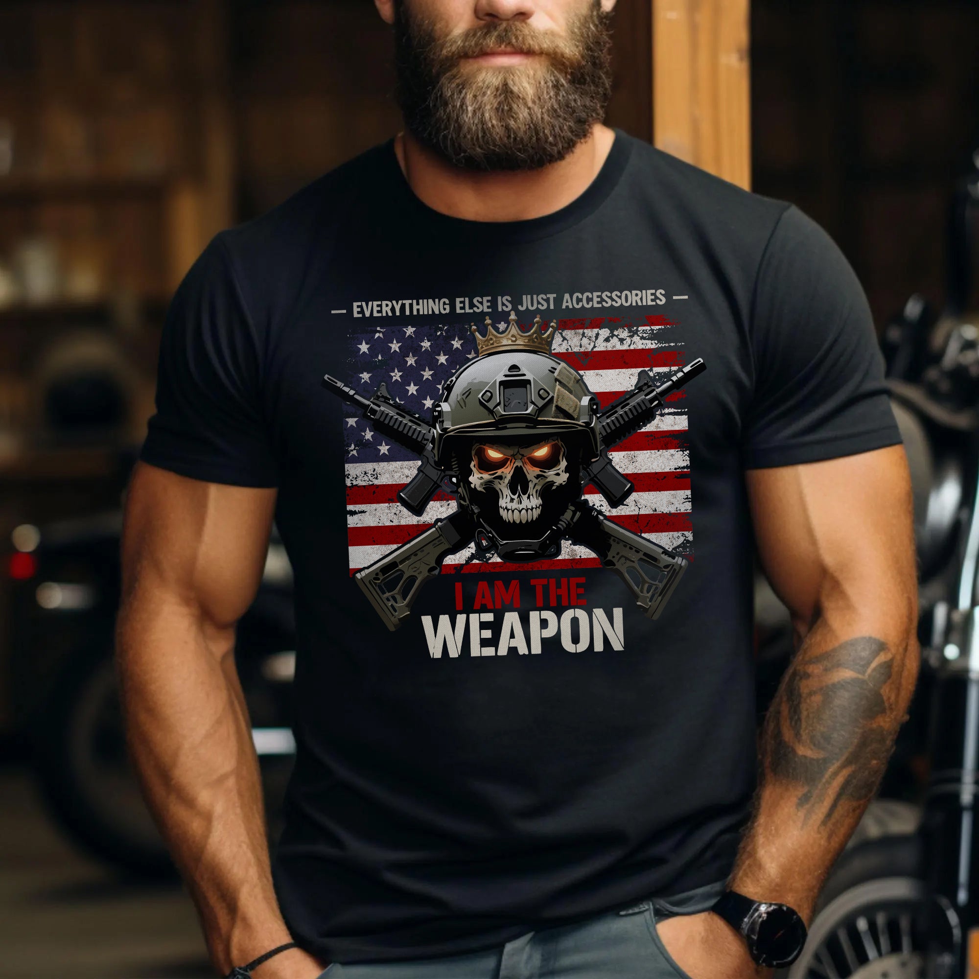 I Am the Weapon Everything Else Is Just Accessories US Military Veteran Pride T-Shirt