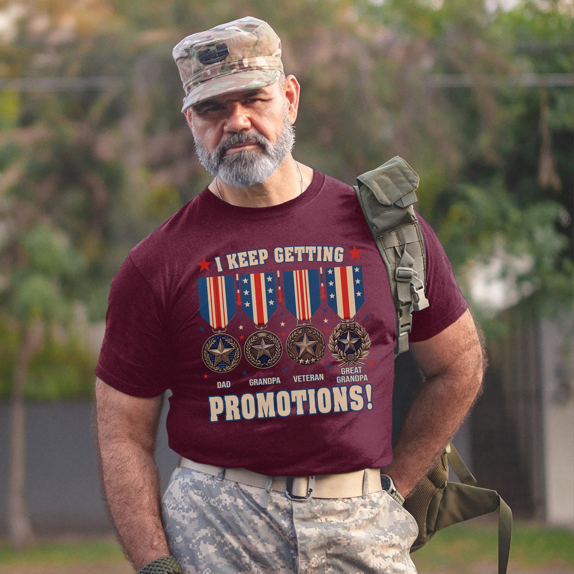 Dad Grandpa Veteran Great-Grandpa I Keep Getting Promotions Proud US Military T-Shirt