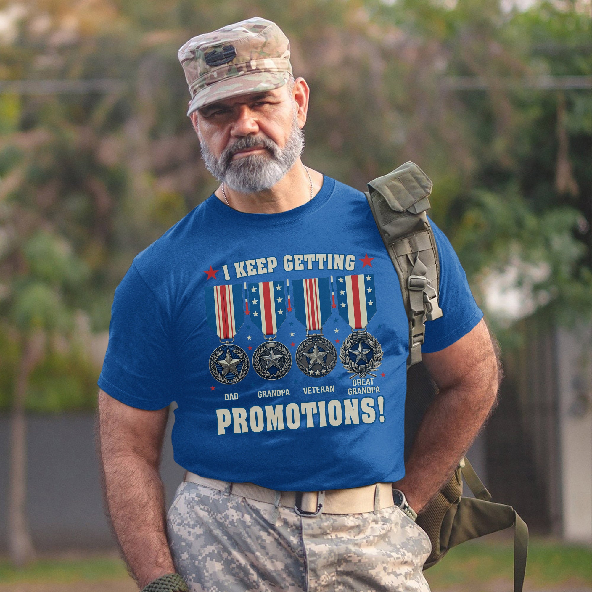 Dad Grandpa Veteran Great-Grandpa I Keep Getting Promotions Proud US Military T-Shirt