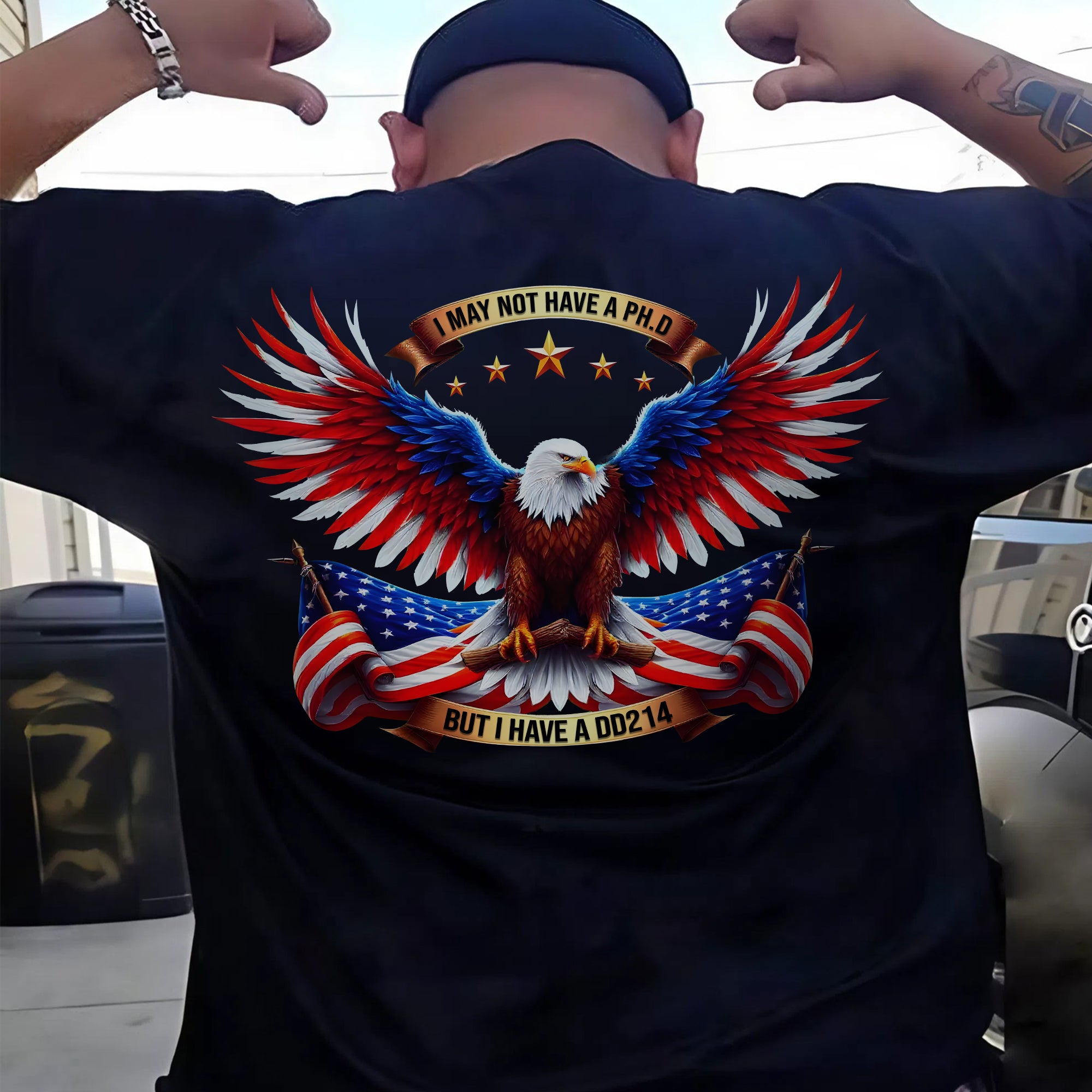 I May Not Have a PhD but I Have a DD214 Proud US Military Veteran Patriotic Pride T-Shirt