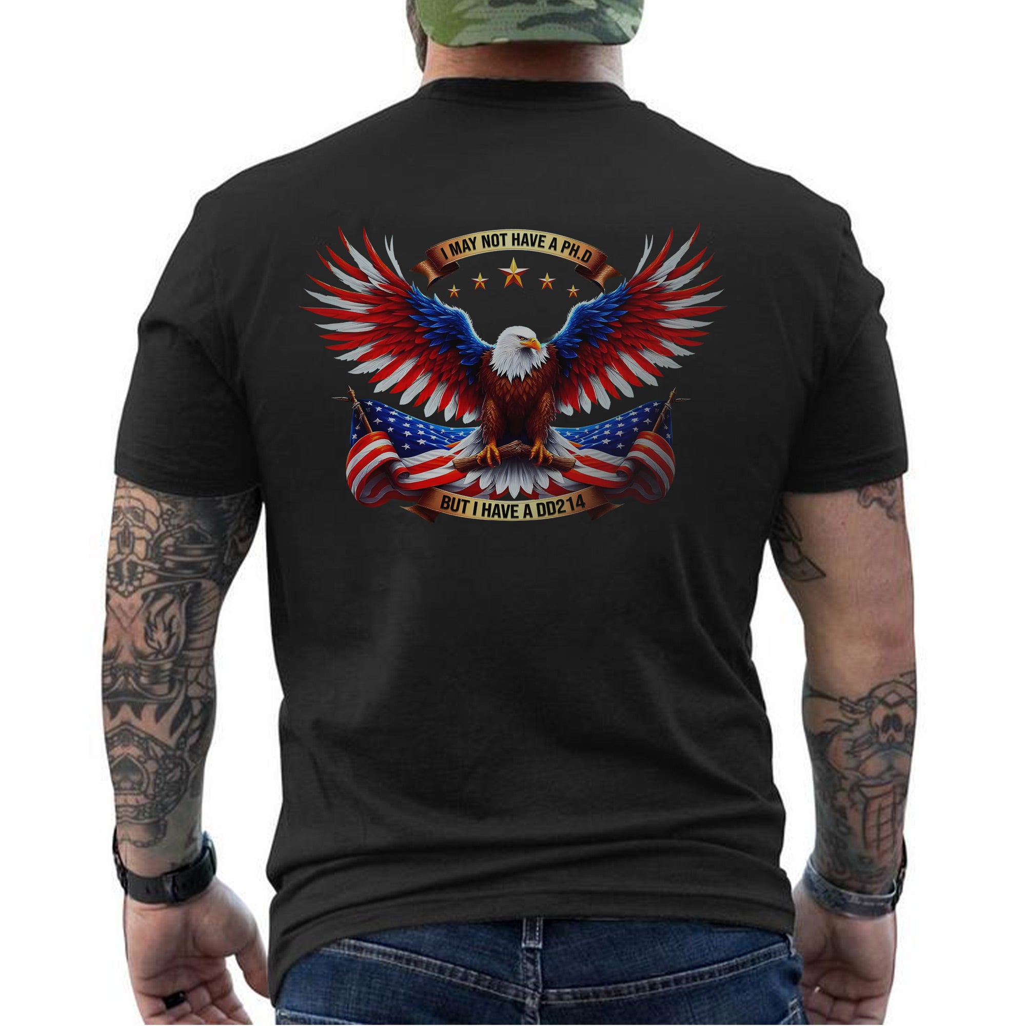 I May Not Have a PhD but I Have a DD214 Proud US Military Veteran Patriotic Pride T-Shirt