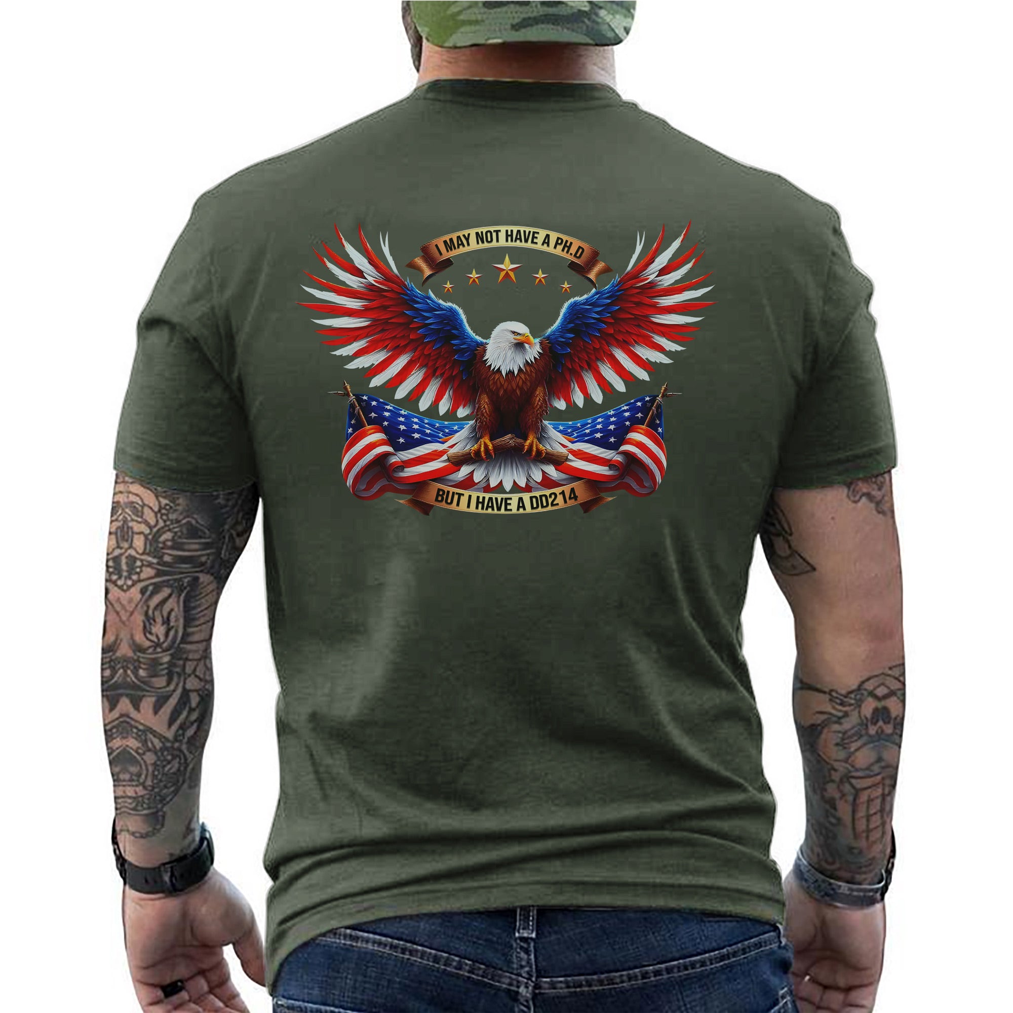 I May Not Have a PhD but I Have a DD214 Proud US Military Veteran Patriotic Pride T-Shirt