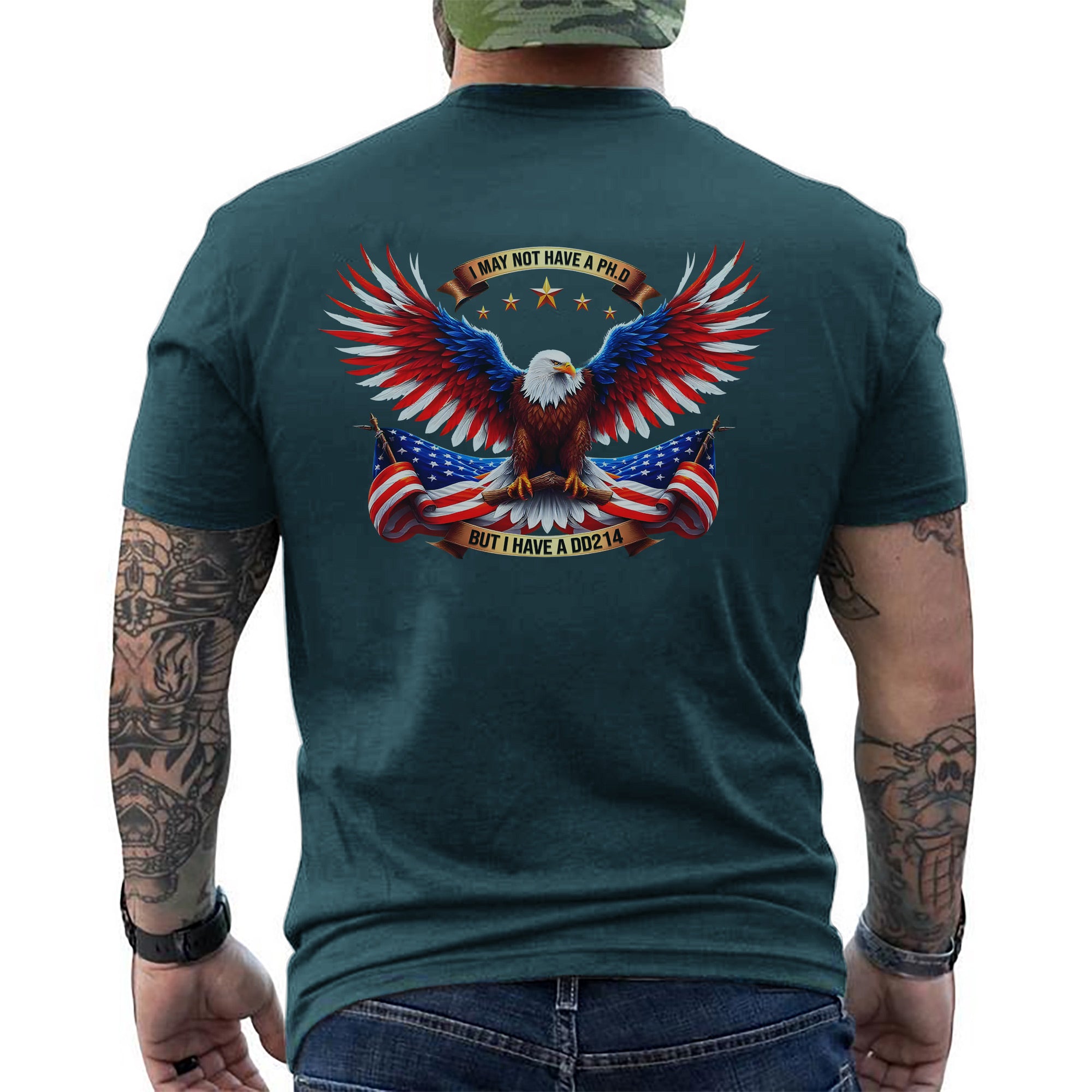 I May Not Have a PhD but I Have a DD214 Proud US Military Veteran Patriotic Pride T-Shirt