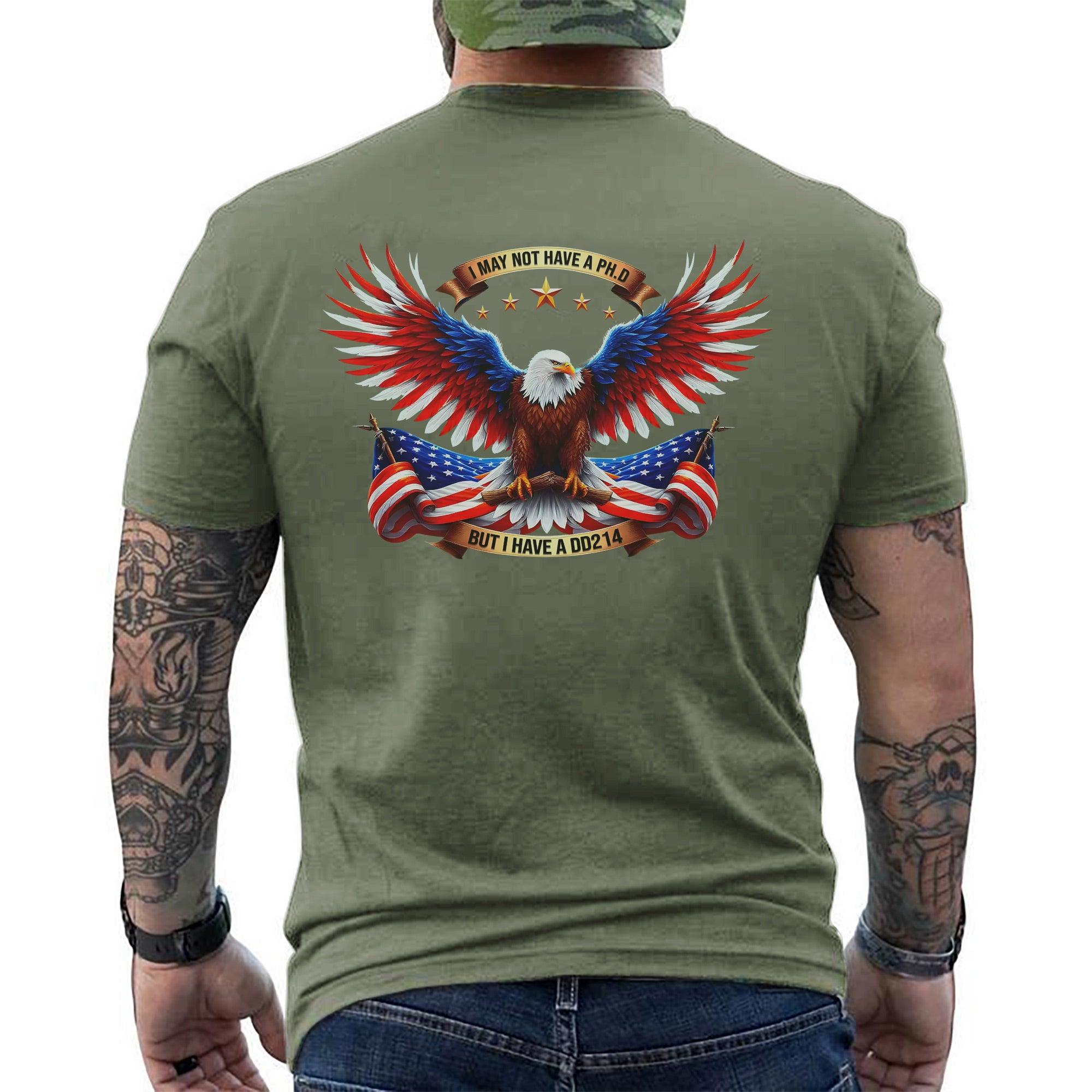 I May Not Have a PhD but I Have a DD214 Proud US Military Veteran Patriotic Pride T-Shirt