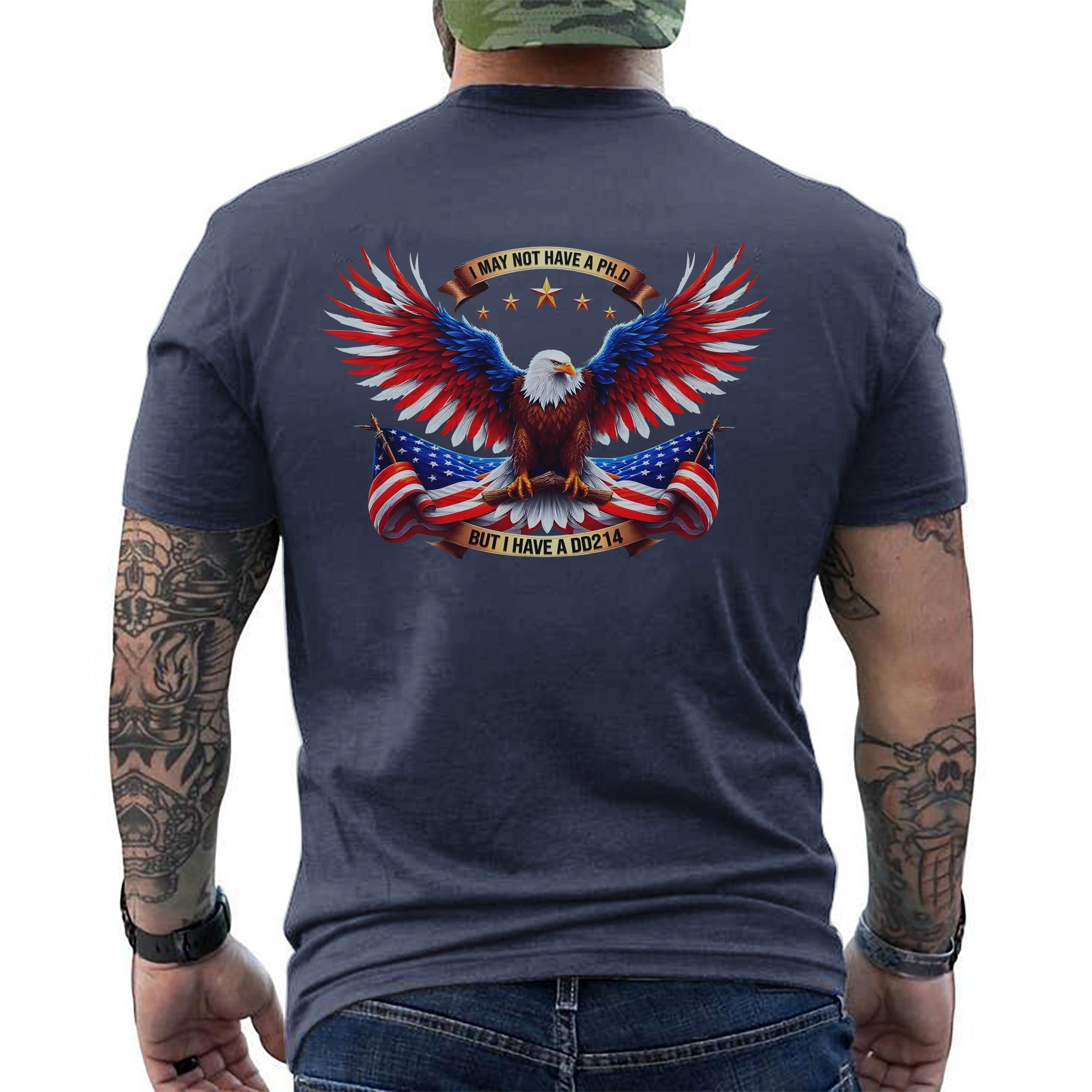 I May Not Have a PhD but I Have a DD214 Proud US Military Veteran Patriotic Pride T-Shirt