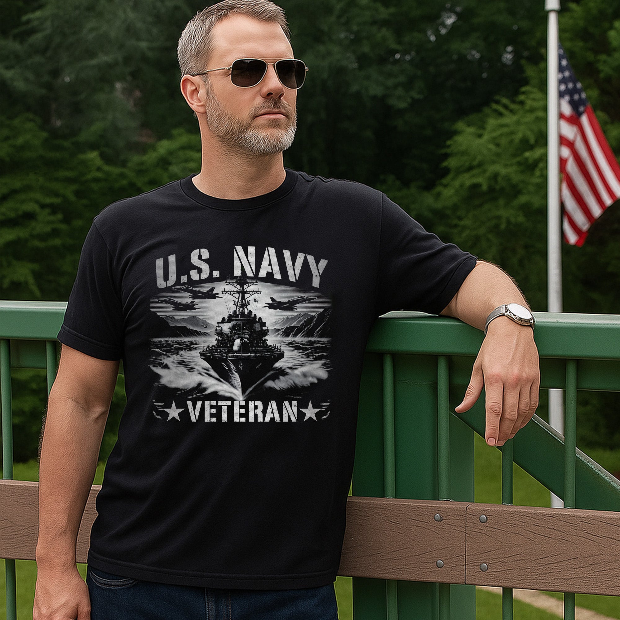 US Navy Veteran Proud Military Service Honor and Patriotic Pride T-Shirt