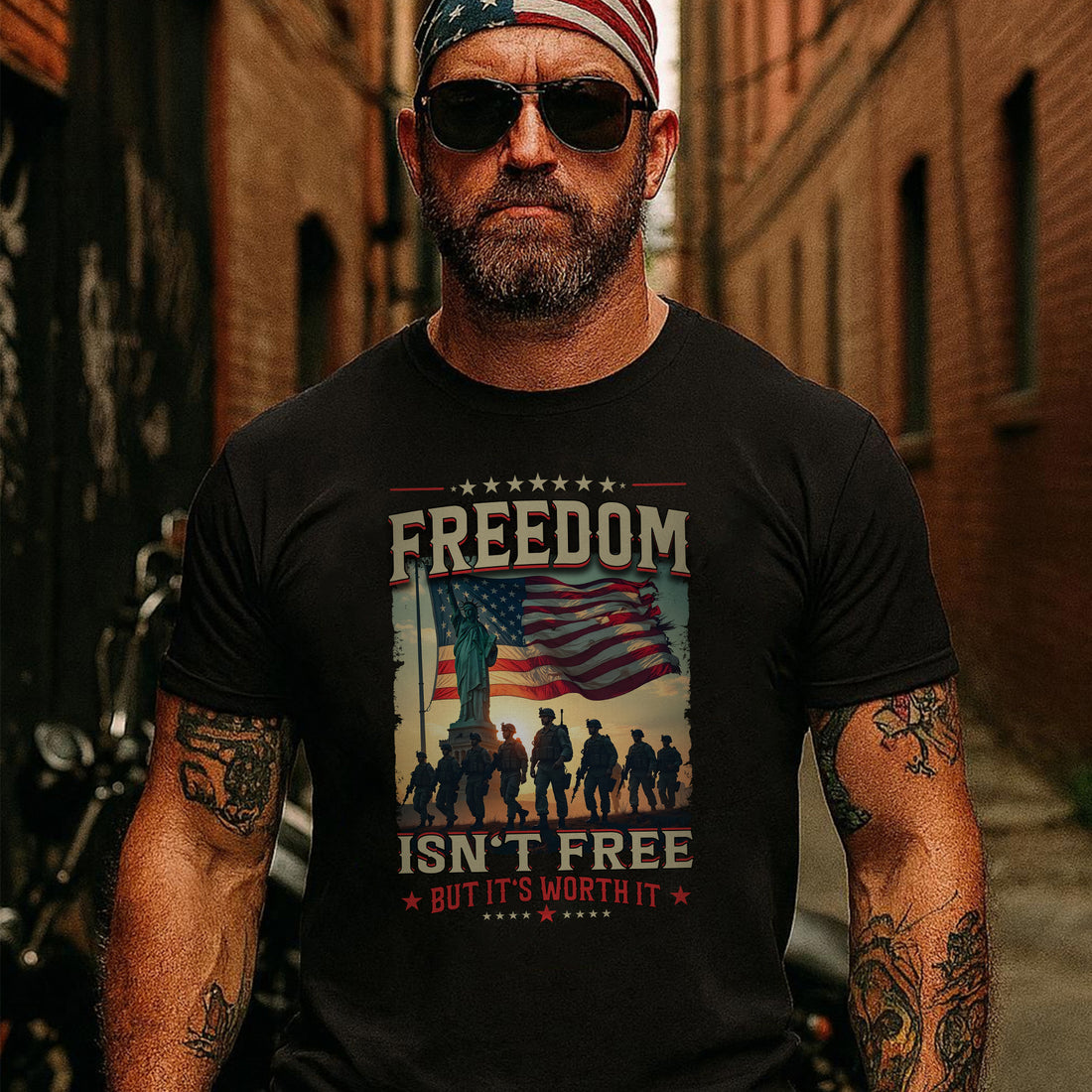 Freedom Isn’t Free But It’s Worth It Proud US Military Veteran Patriotic Pride T-Shirt