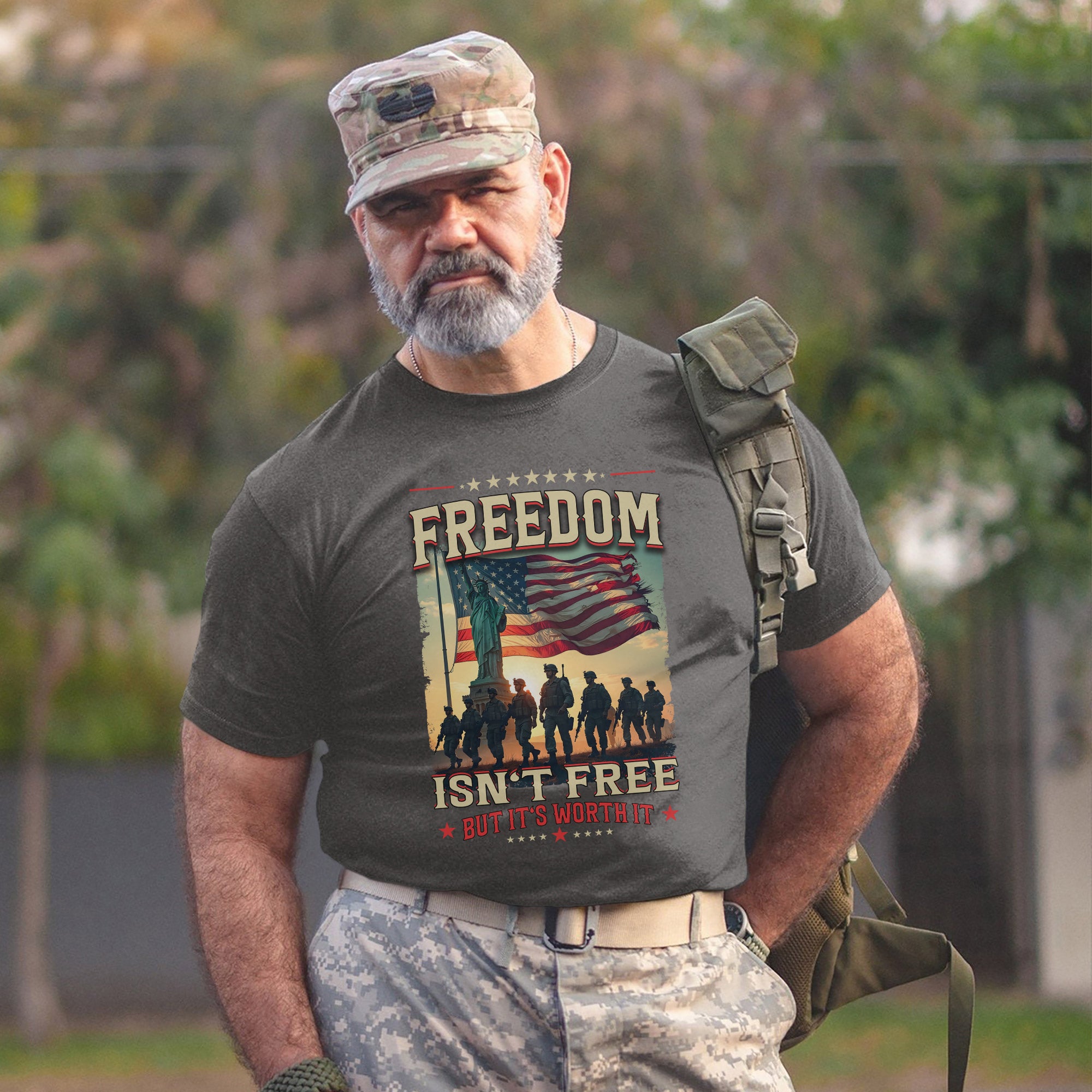 Freedom Isn’t Free But It’s Worth It Proud US Military Veteran Patriotic Pride T-Shirt