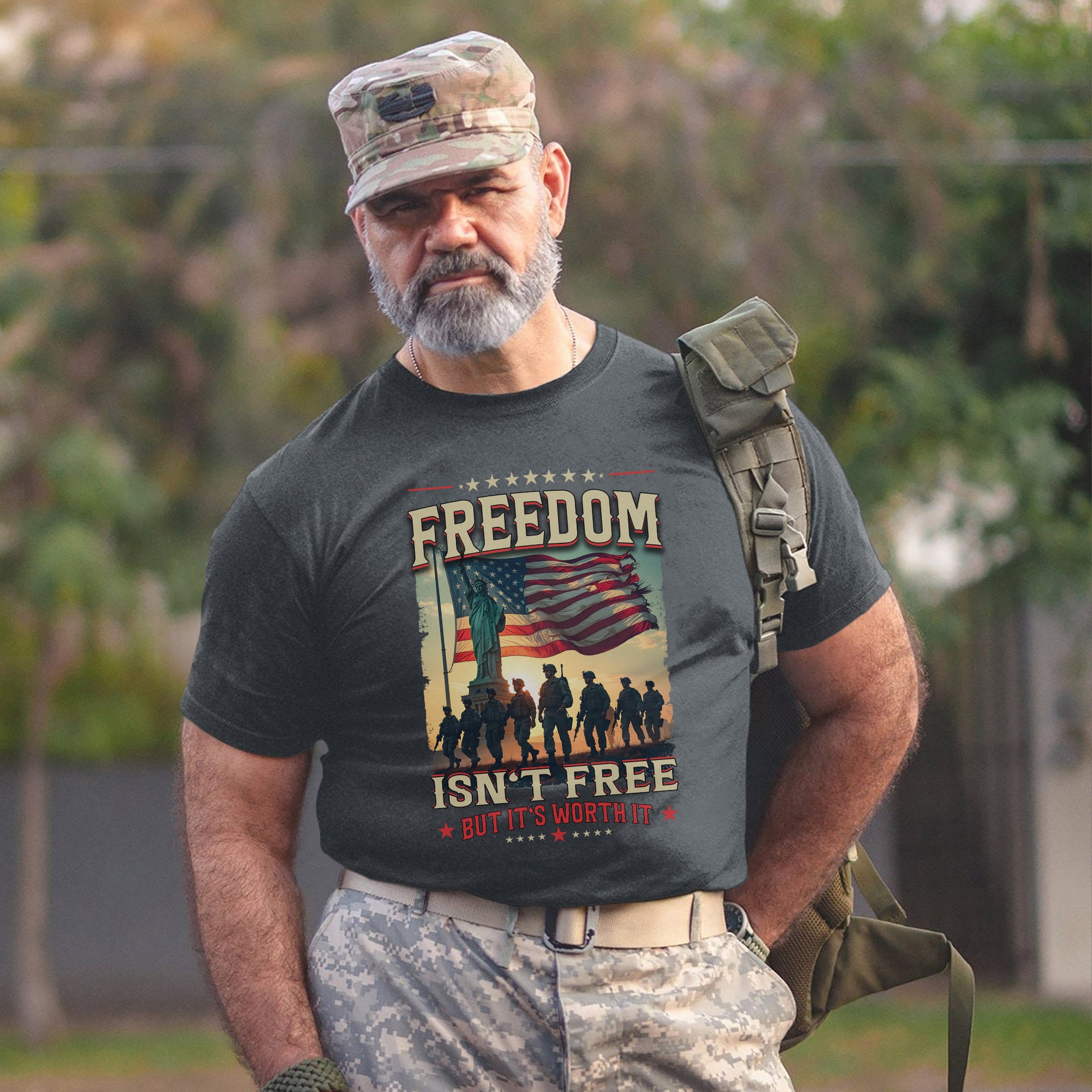 Freedom Isn’t Free But It’s Worth It Proud US Military Veteran Patriotic Pride T-Shirt