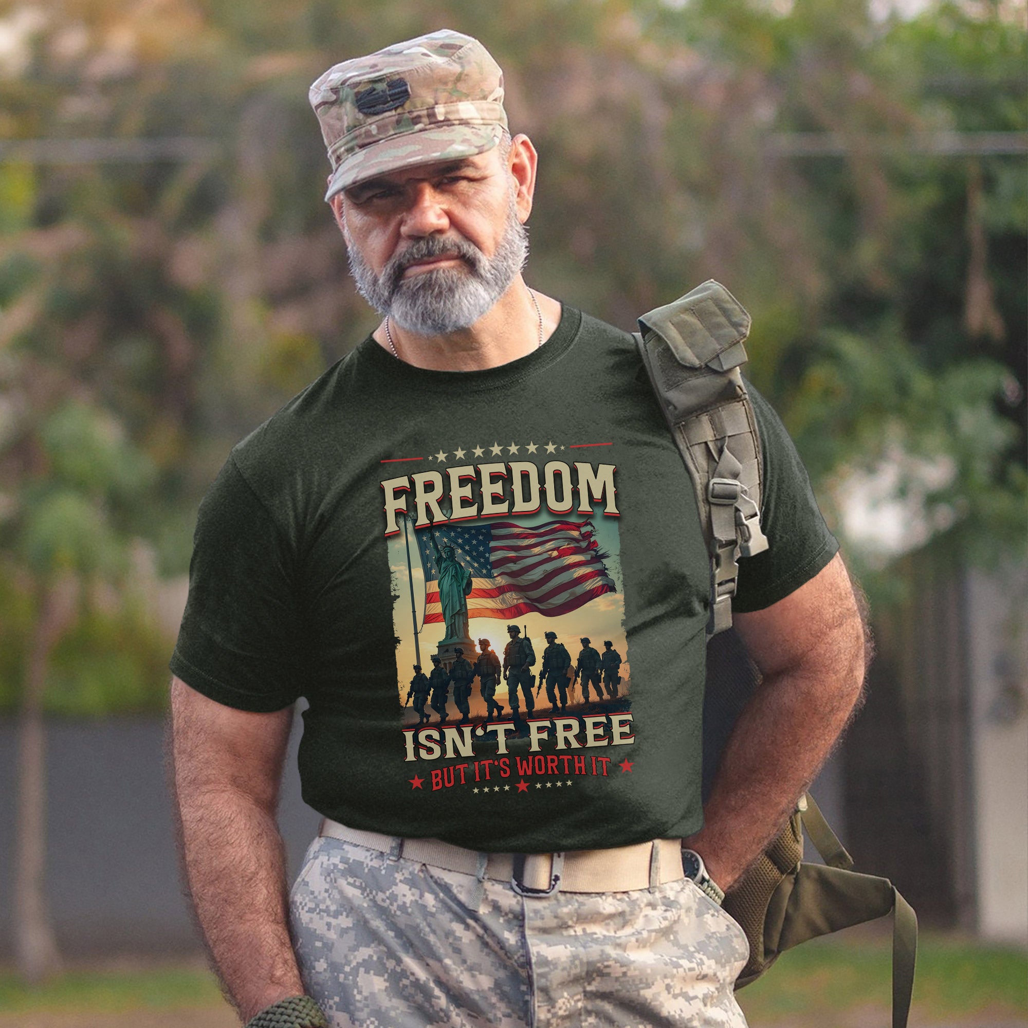 Freedom Isn’t Free But It’s Worth It Proud US Military Veteran Patriotic Pride T-Shirt