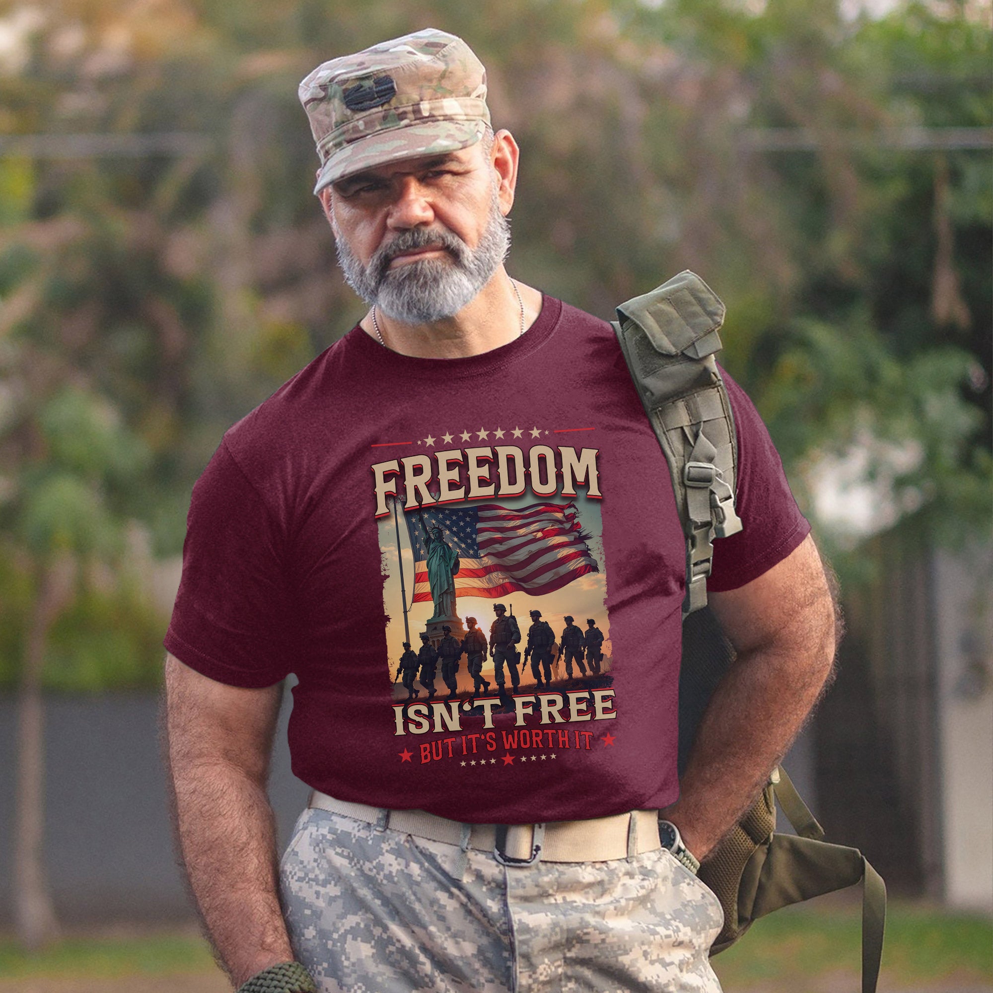 Freedom Isn’t Free But It’s Worth It Proud US Military Veteran Patriotic Pride T-Shirt