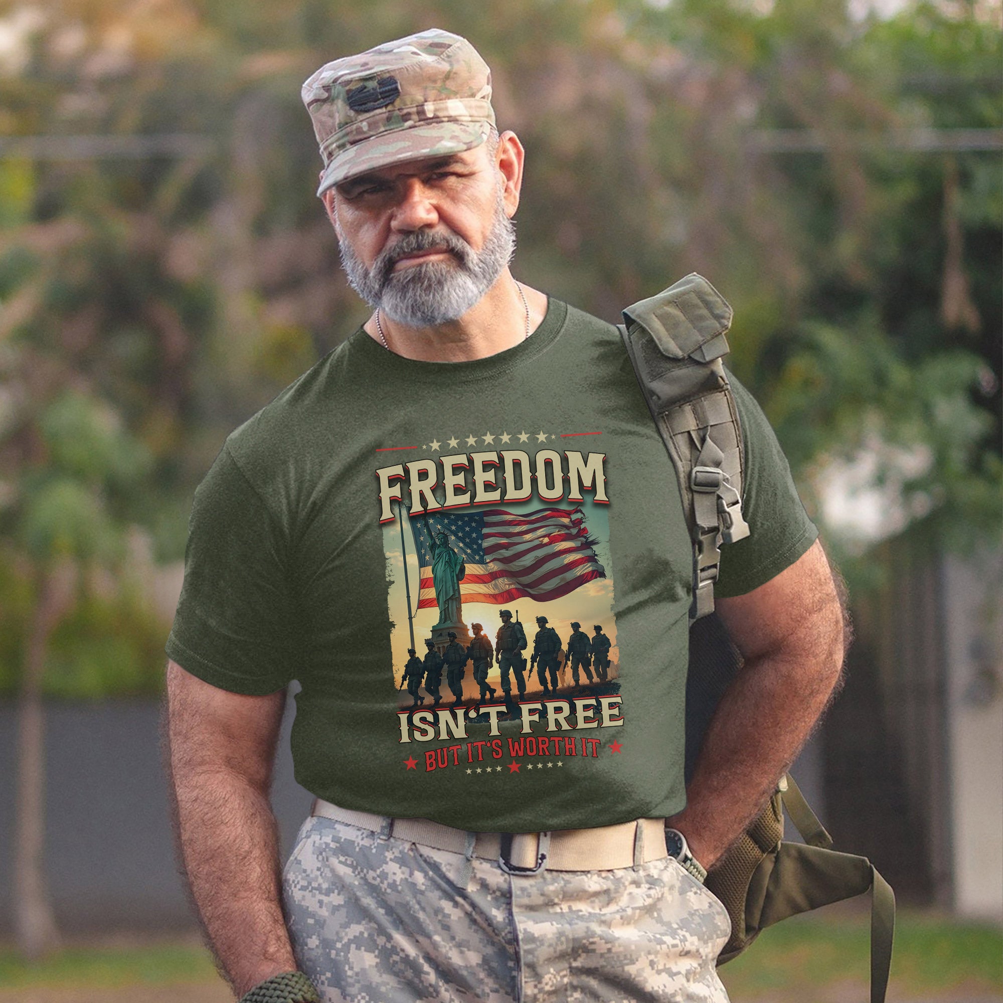 Freedom Isn’t Free But It’s Worth It Proud US Military Veteran Patriotic Pride T-Shirt