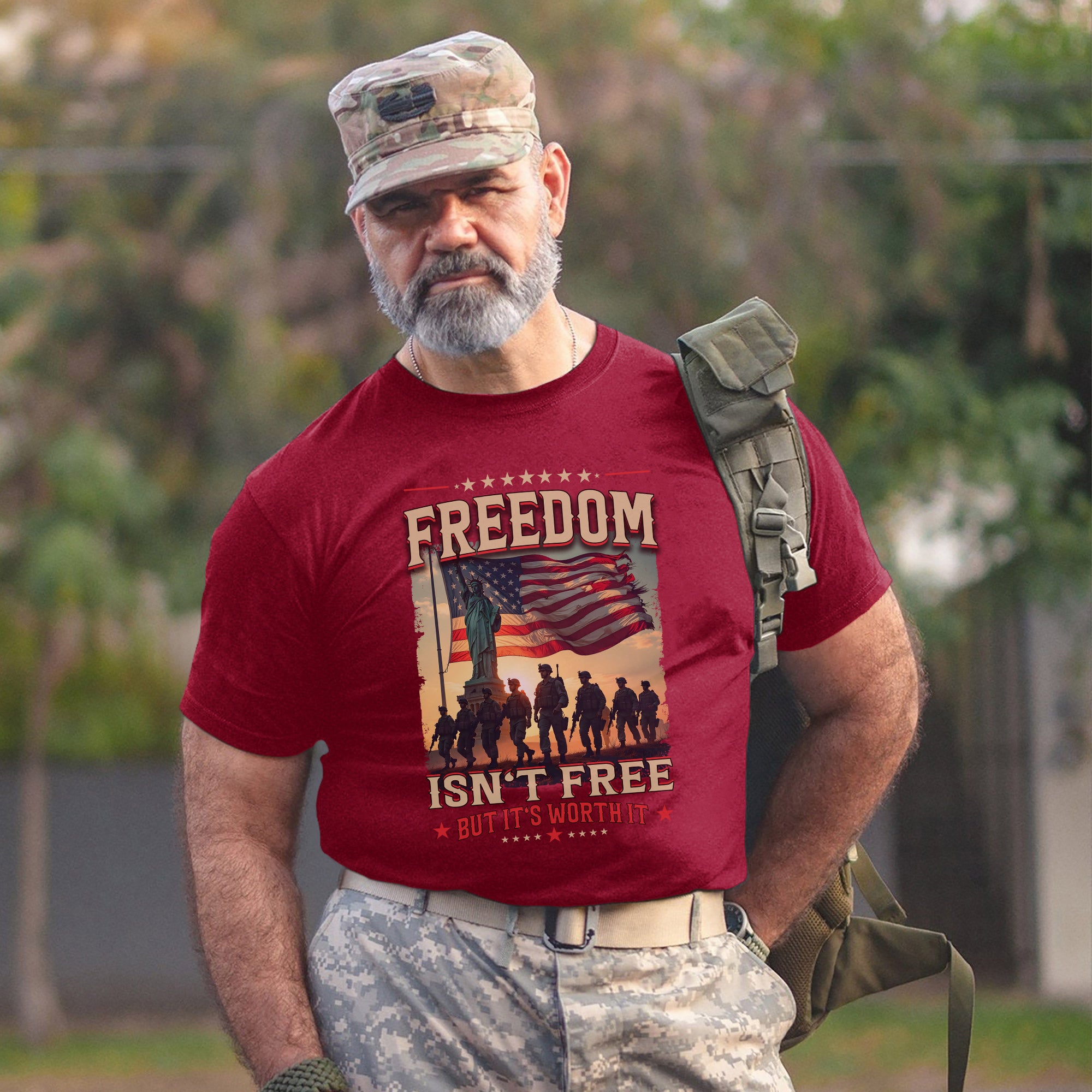 Freedom Isn’t Free But It’s Worth It Proud US Military Veteran Patriotic Pride T-Shirt