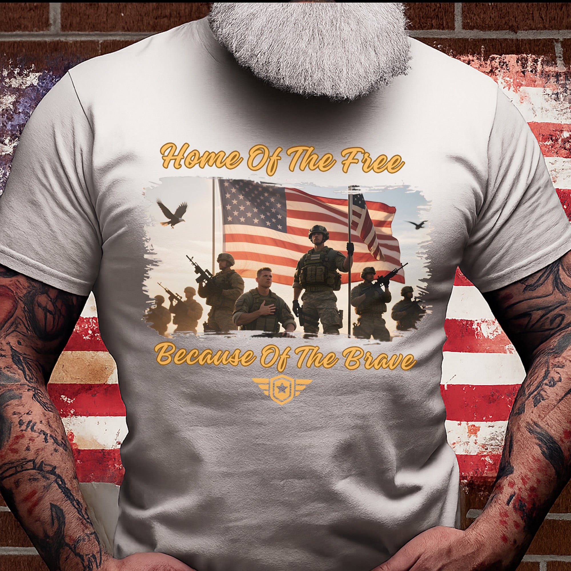 Home of the Free Because of the Brave Proud US Military Veteran Patriotic Pride T-Shirt