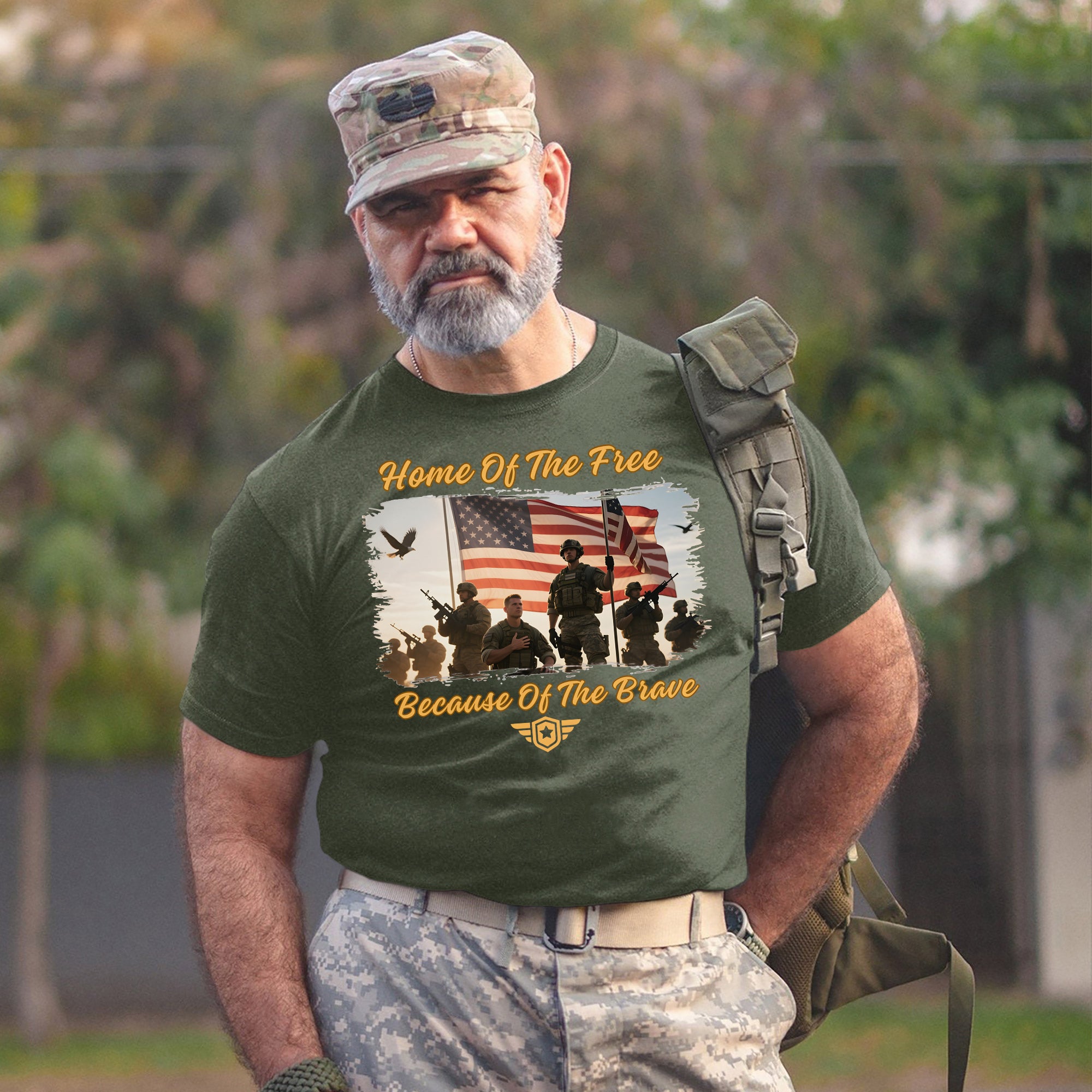 Home of the Free Because of the Brave Proud US Military Veteran Patriotic Pride T-Shirt