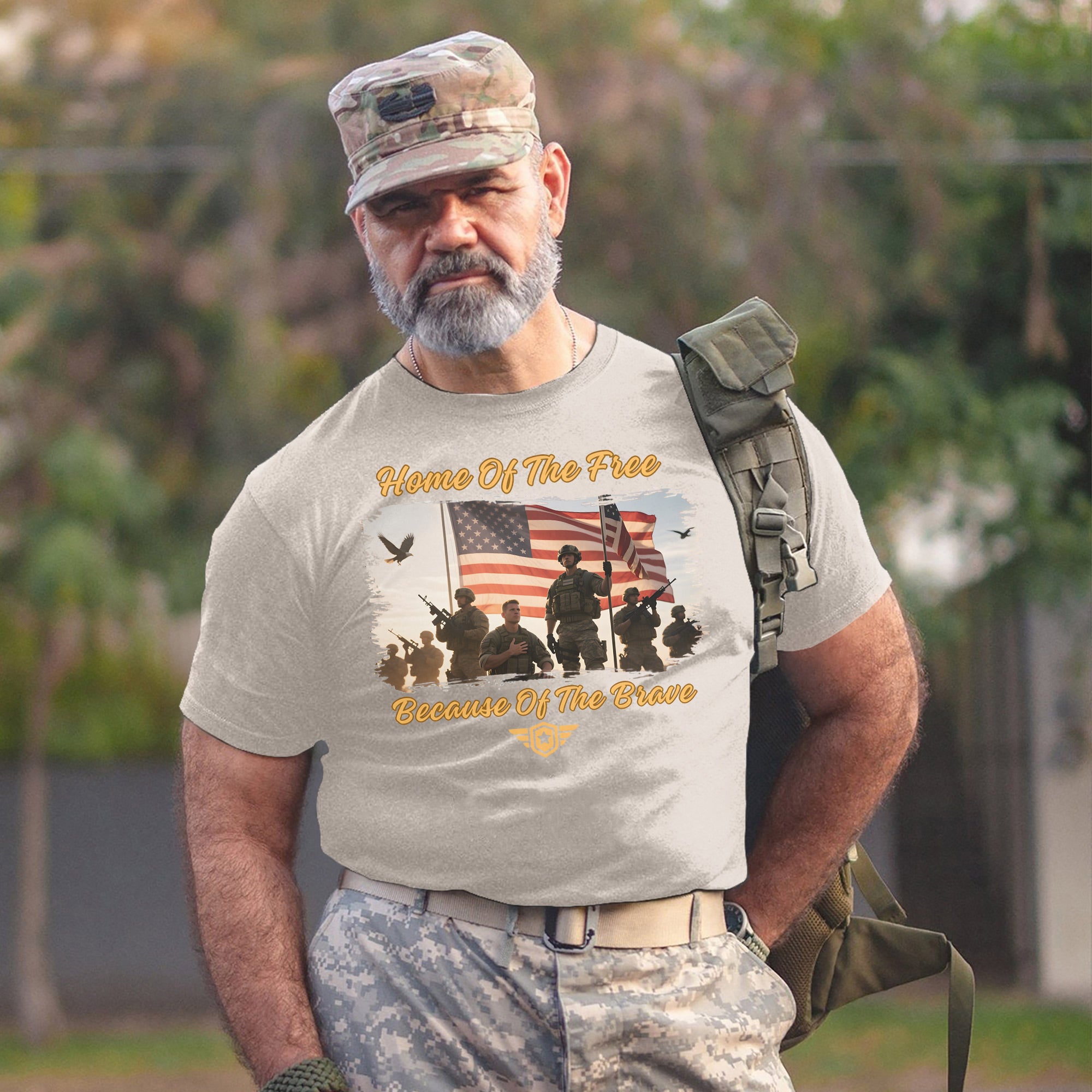 Home of the Free Because of the Brave Proud US Military Veteran Patriotic Pride T-Shirt
