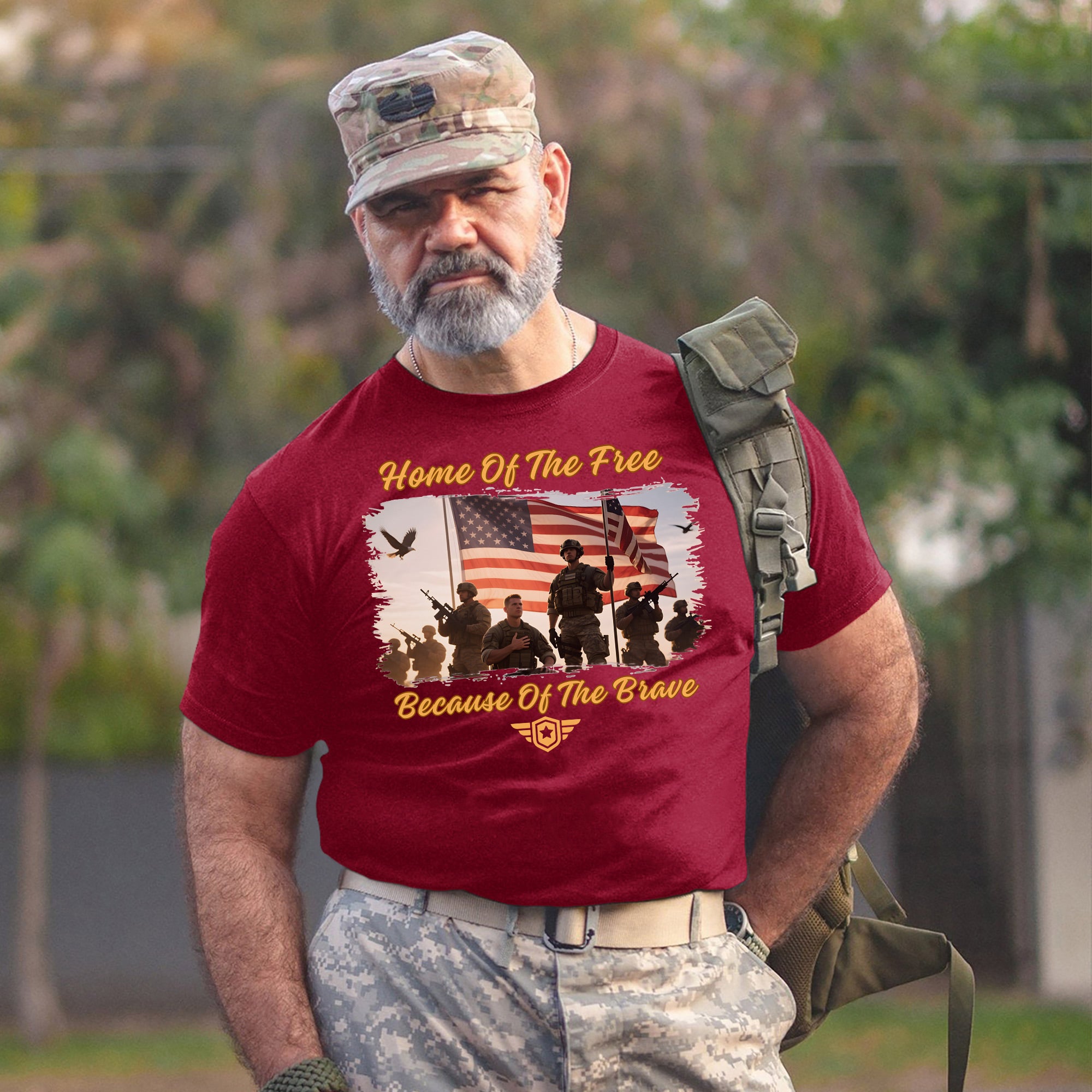 Home of the Free Because of the Brave Proud US Military Veteran Patriotic Pride T-Shirt