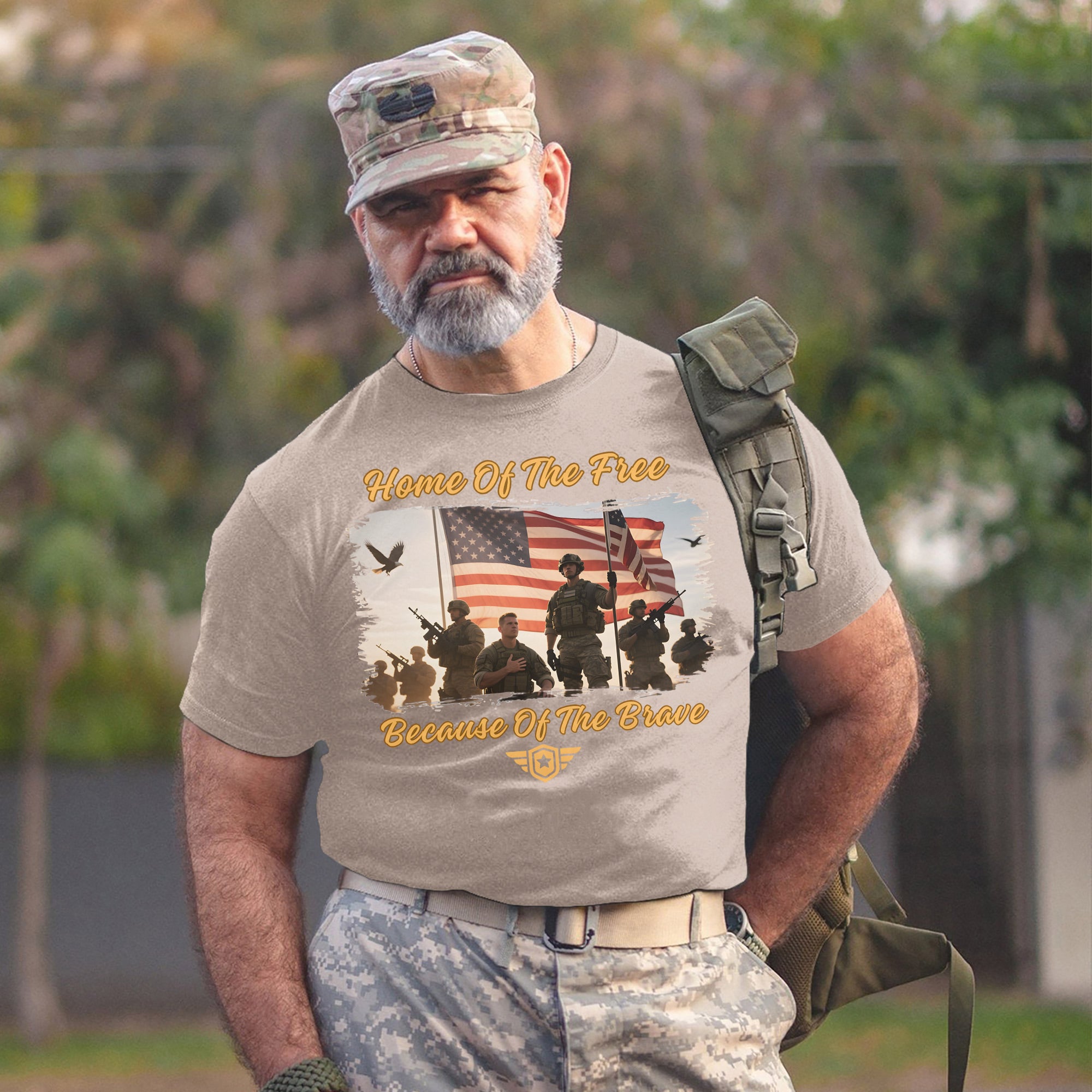 Home of the Free Because of the Brave Proud US Military Veteran Patriotic Pride T-Shirt
