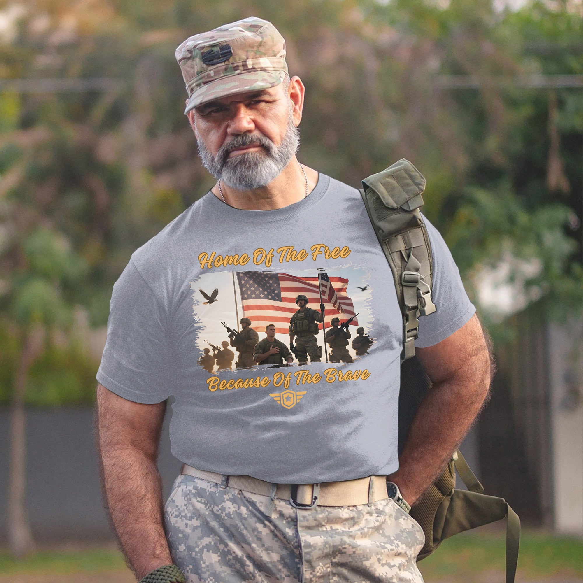 Home of the Free Because of the Brave Proud US Military Veteran Patriotic Pride T-Shirt