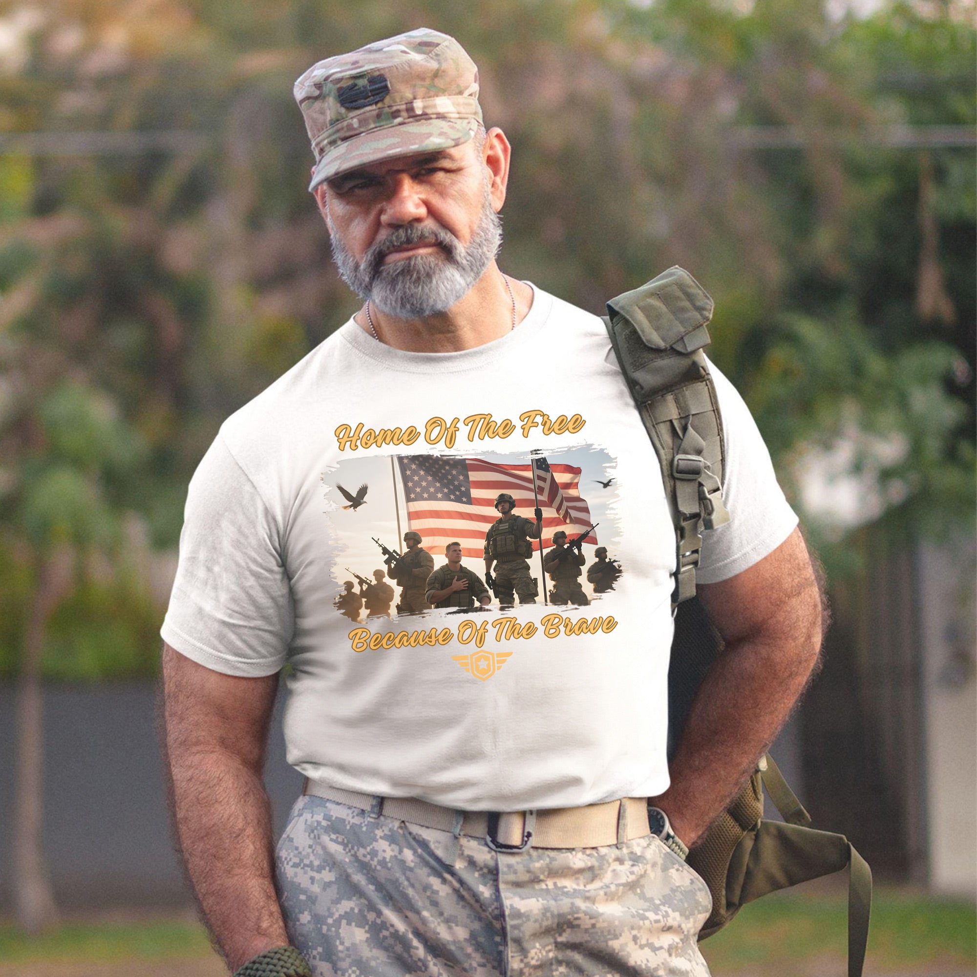 Home of the Free Because of the Brave Proud US Military Veteran Patriotic Pride T-Shirt