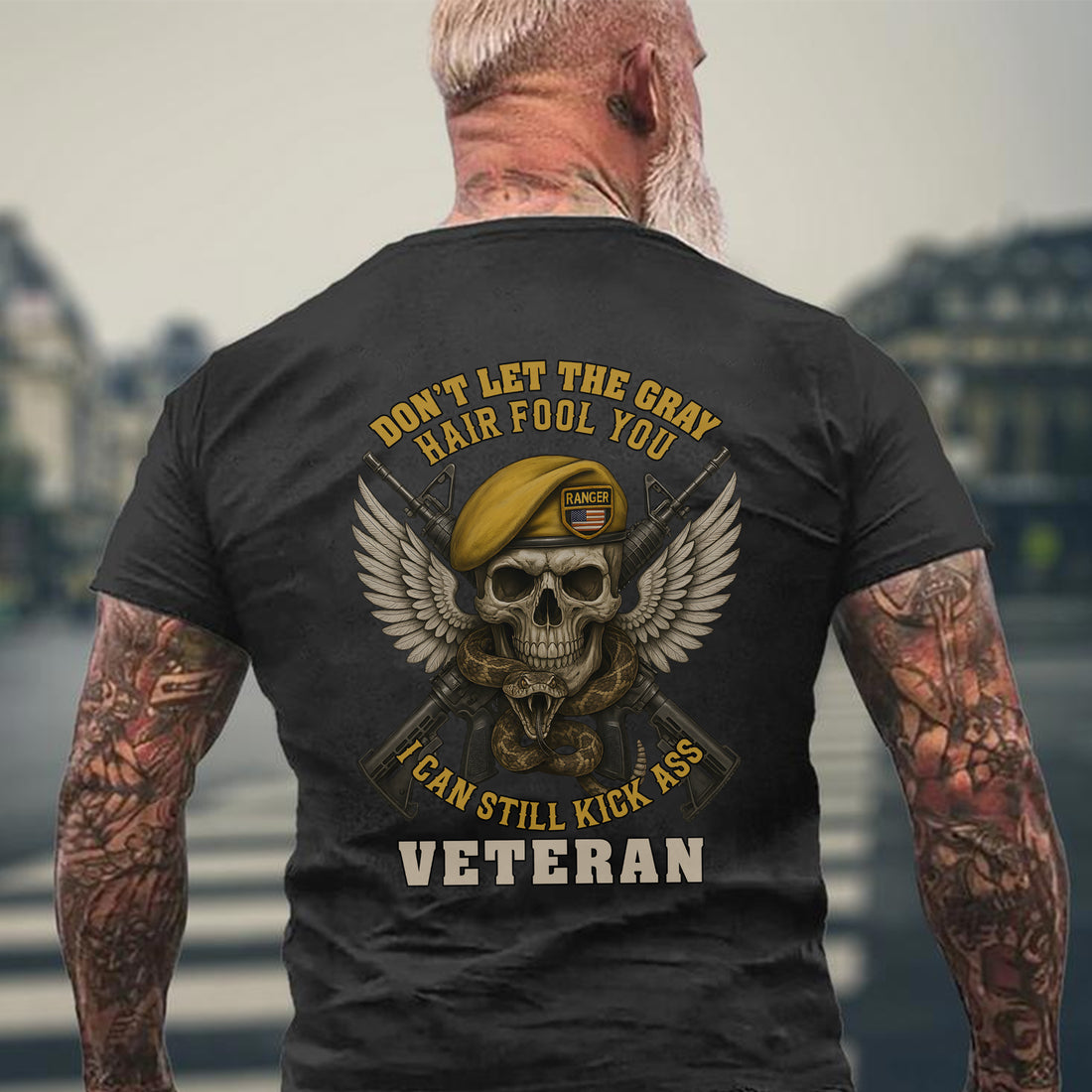 Don’t Let the Gray Hair Fool You I Can Still Kick Ass Proud US Military Veteran T-Shirt