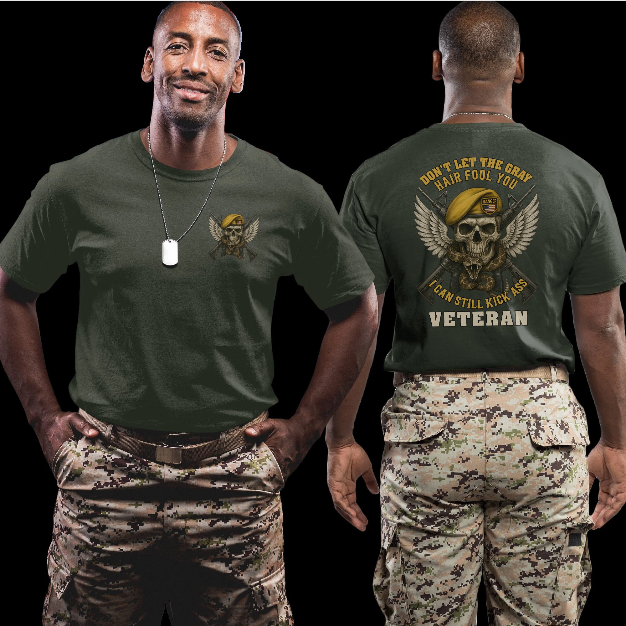 Don’t Let the Gray Hair Fool You I Can Still Kick Ass Proud US Military Veteran T-Shirt