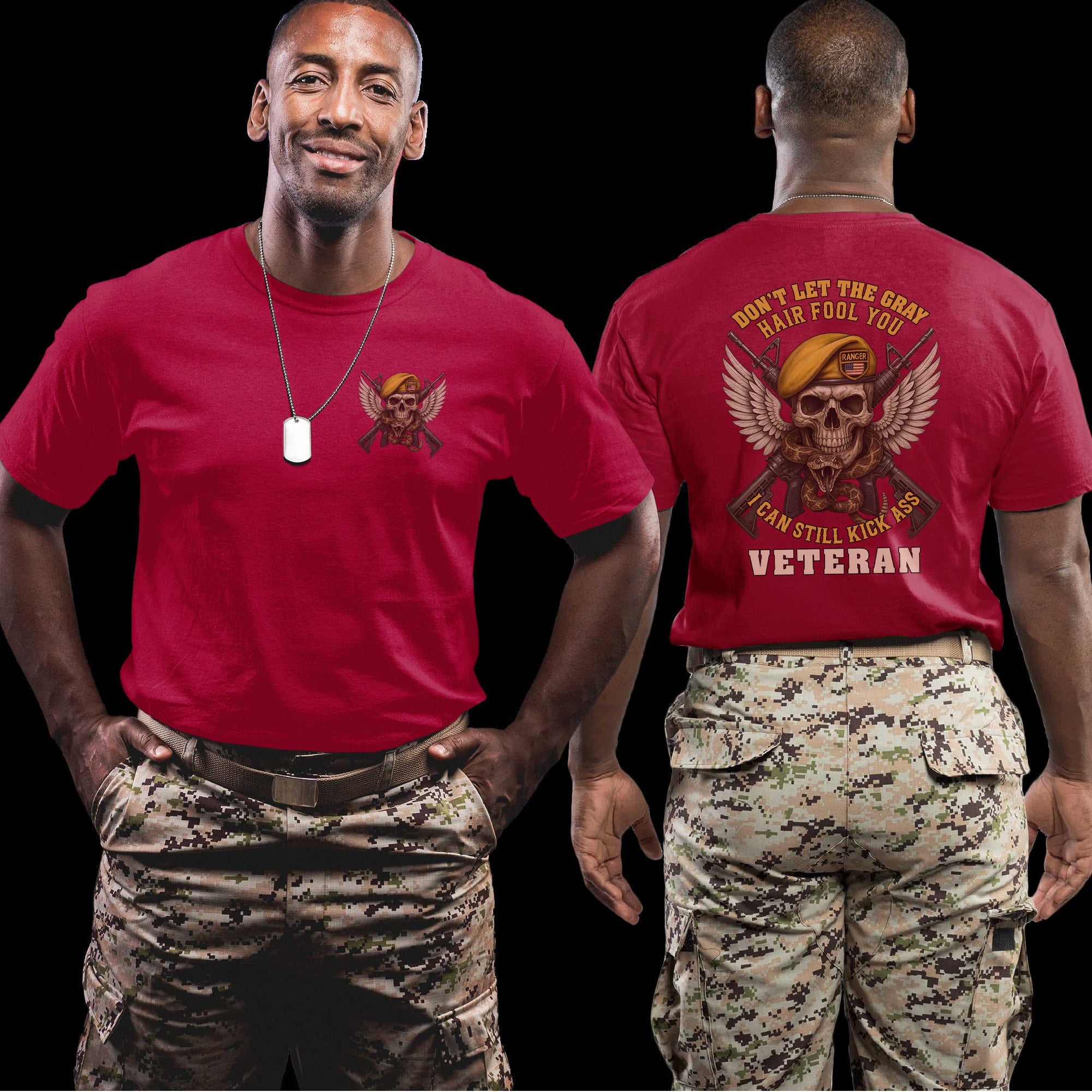 Don’t Let the Gray Hair Fool You I Can Still Kick Ass Proud US Military Veteran T-Shirt