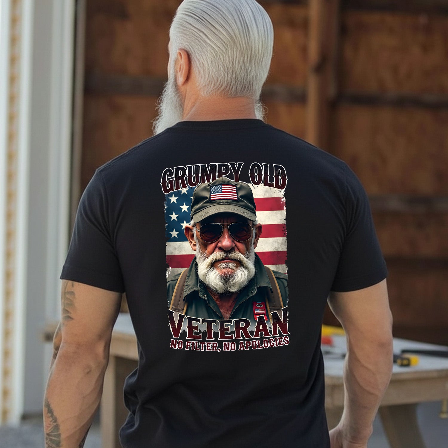 Grumpy Old Veteran No Filter No Apologies T-Shirt Secondary image