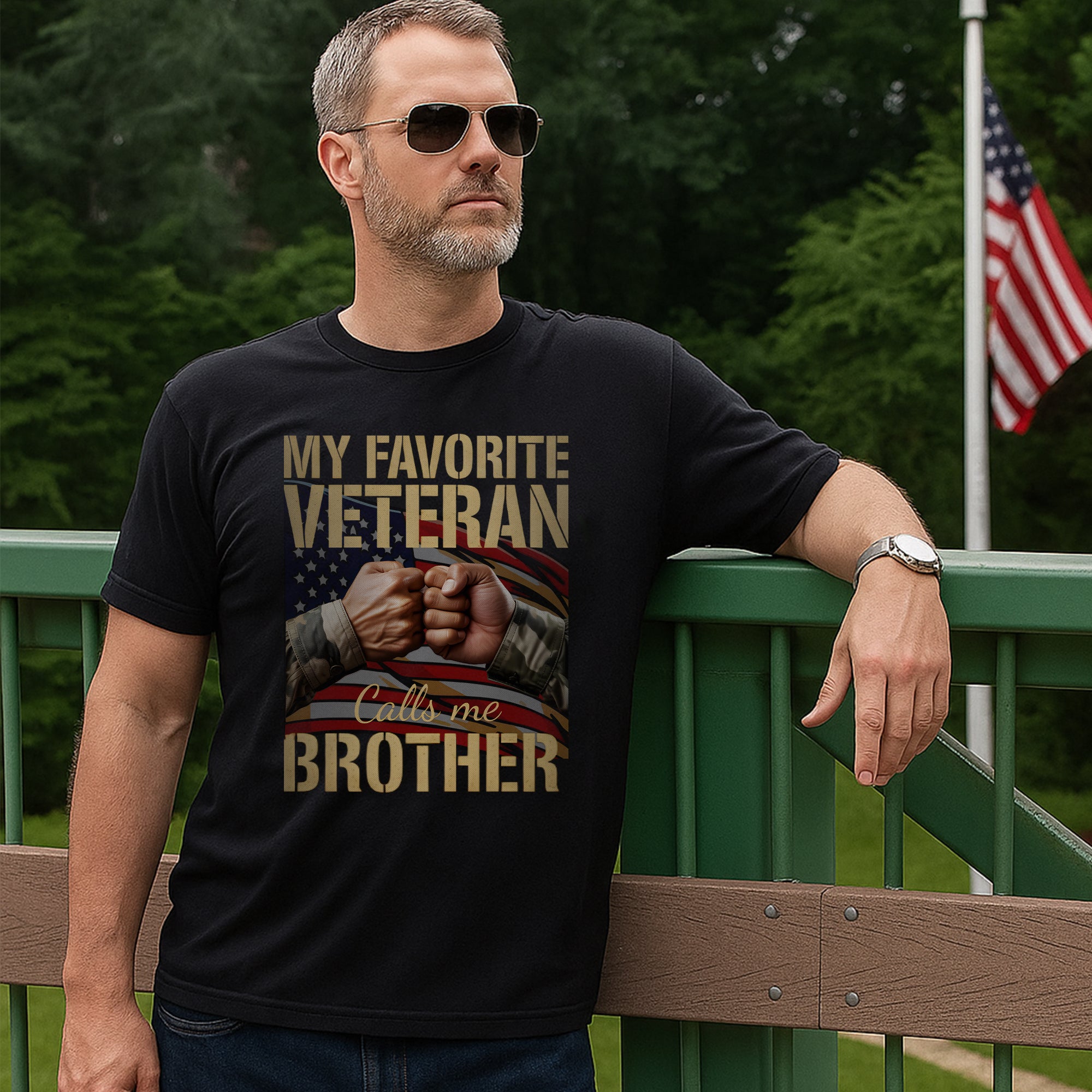 My Favorite Veteran Calls Me Brother Proud US Military Family Patriotic Pride T-Shirt
