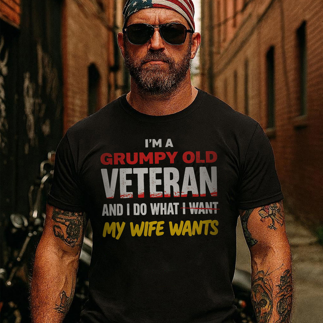 I’m a Grumpy Old Veteran I Do What I Want Mostly What My Wife Wants US Military T-Shirt