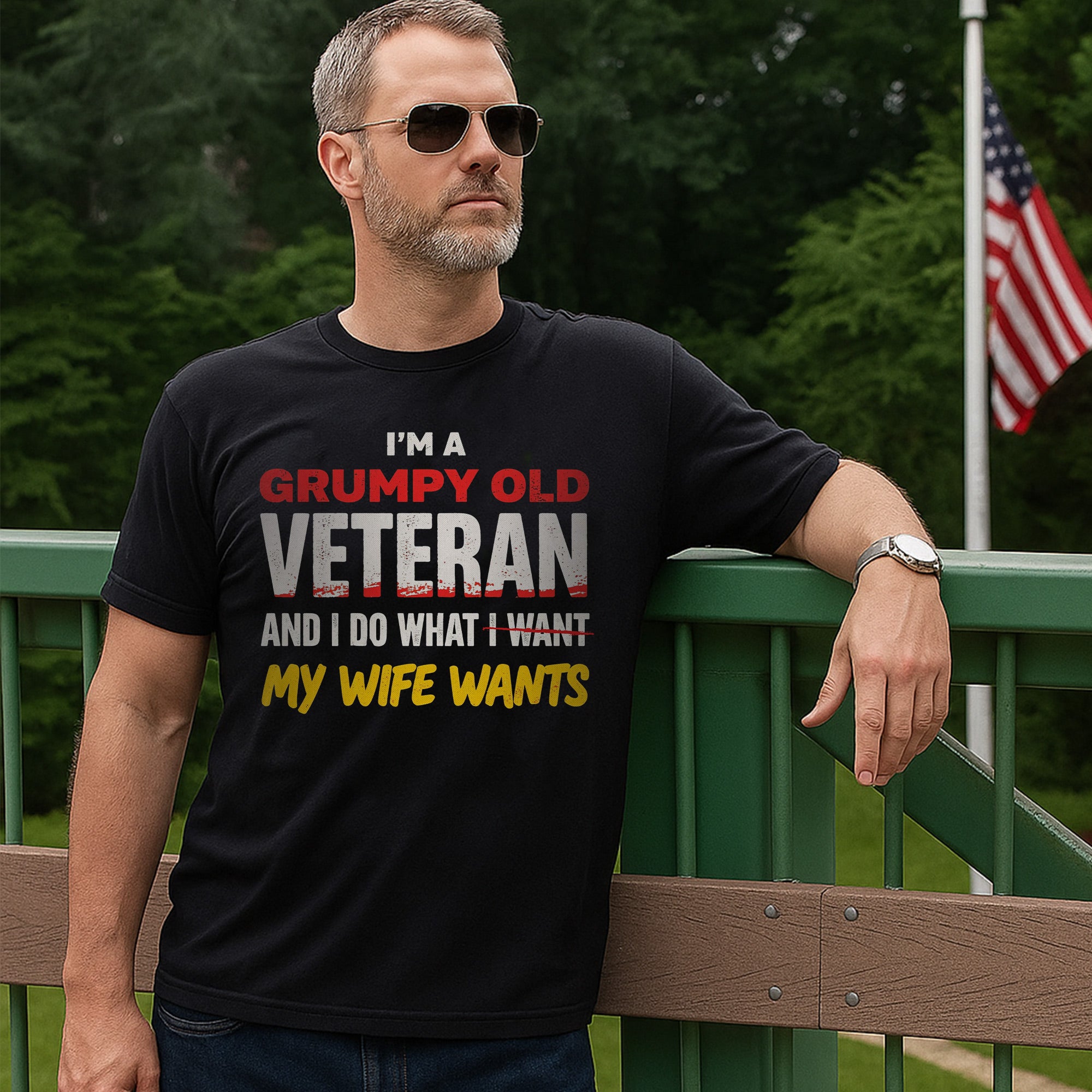 I’m a Grumpy Old Veteran I Do What I Want Mostly What My Wife Wants US Military T-Shirt