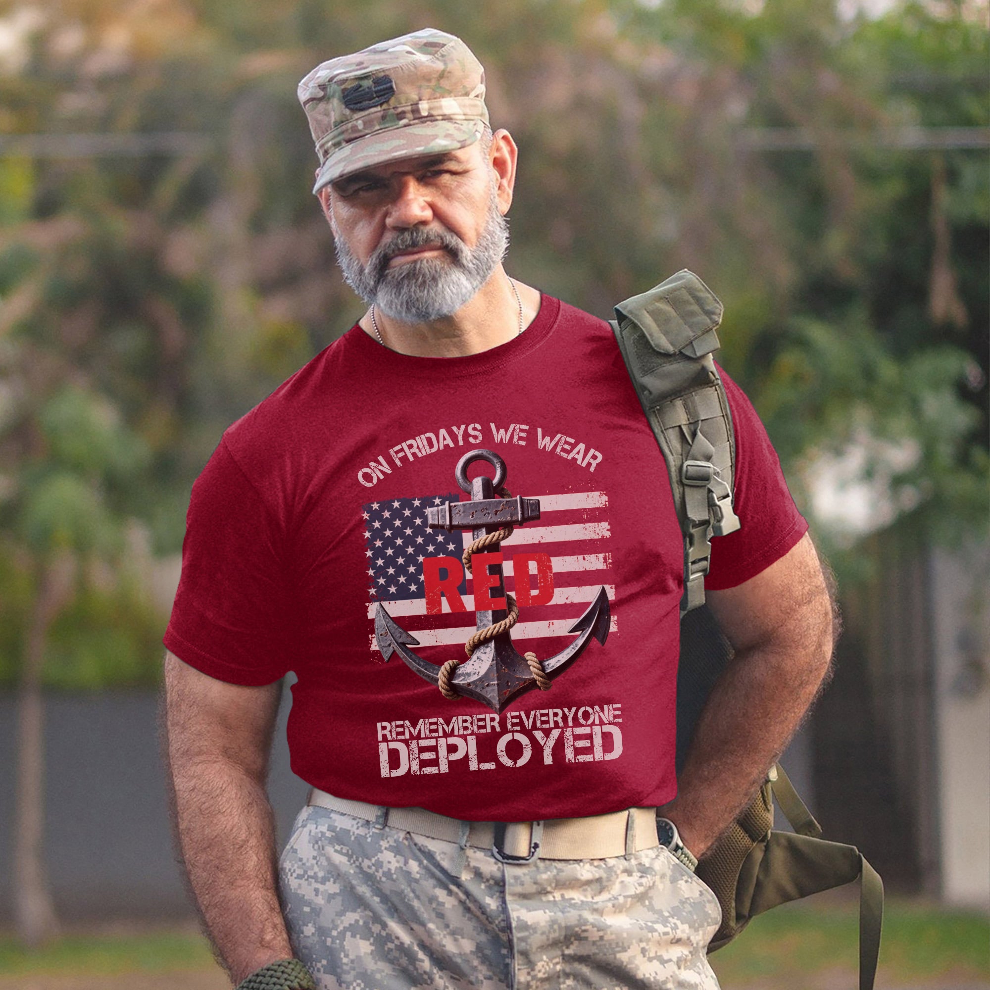 On Fridays We Wear Red Remember Everyone Deployed US Military Veteran Pride T-Shirt