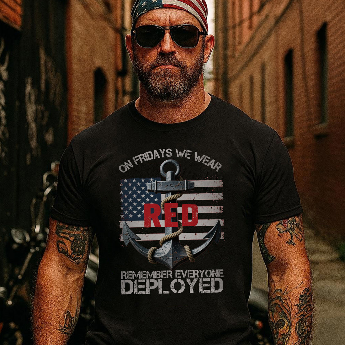 On Fridays We Wear Red Remember Everyone Deployed US Military Veteran Pride T-Shirt