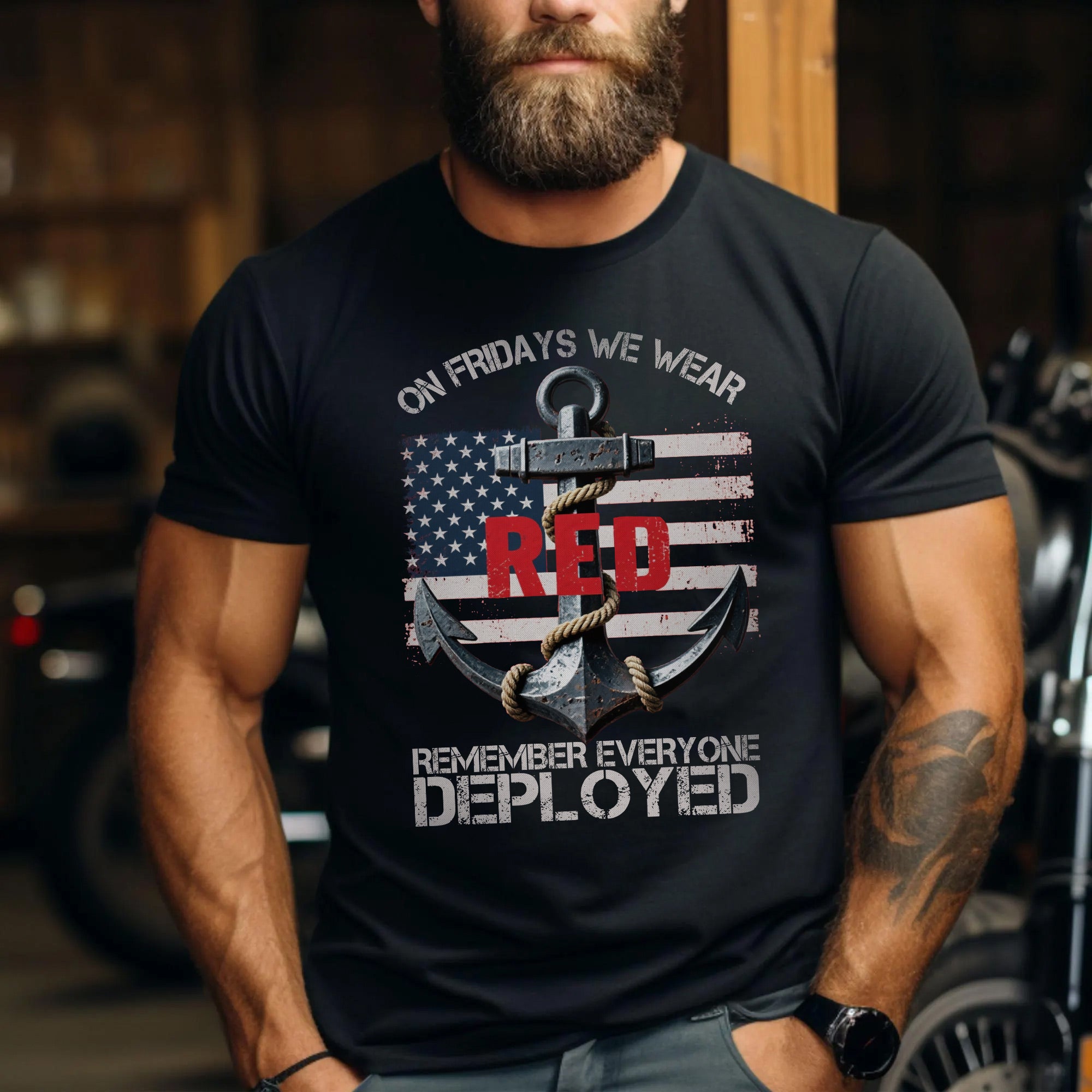 On Fridays We Wear Red Remember Everyone Deployed US Military Veteran Pride T-Shirt