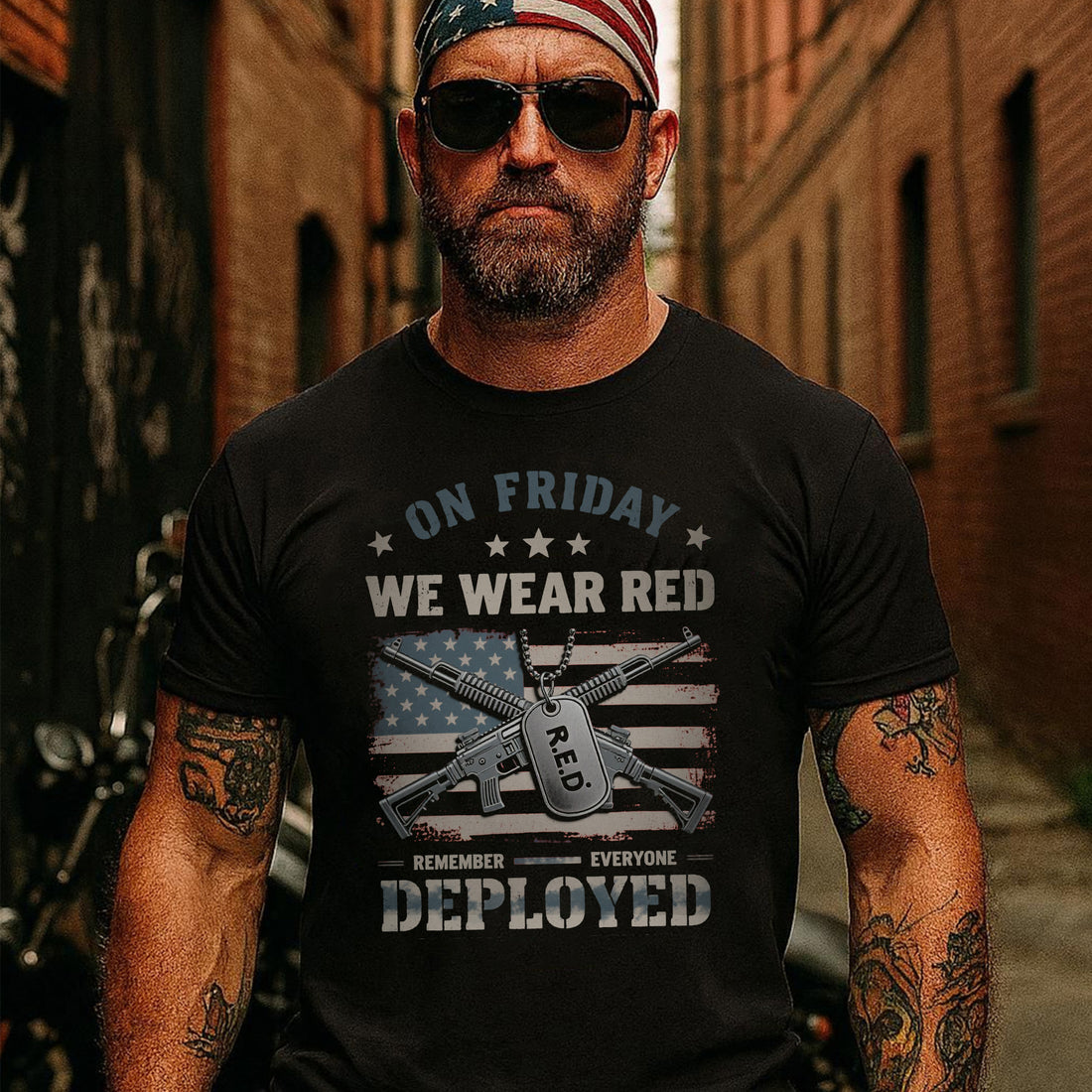 On Friday We Wear Red Remember Everyone Deployed Proud US Military Veteran T-Shirt
