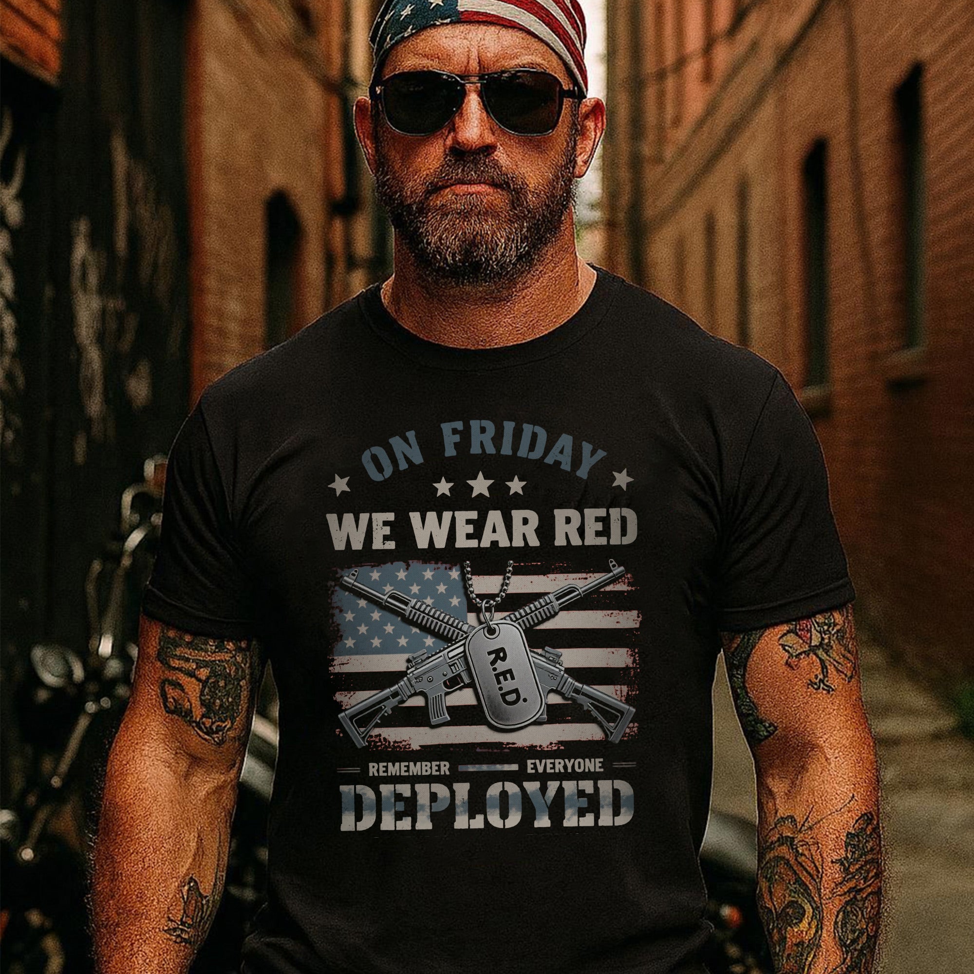 On Friday We Wear Red Remember Everyone Deployed Proud US Military Veteran T-Shirt