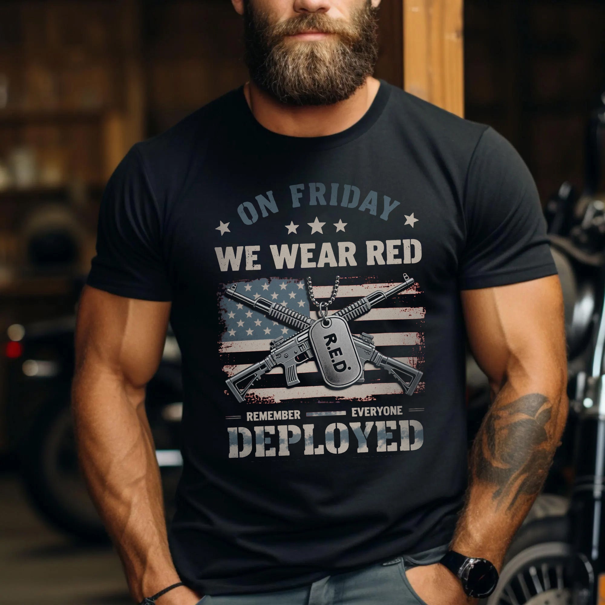 On Friday We Wear Red Remember Everyone Deployed Proud US Military Veteran T-Shirt
