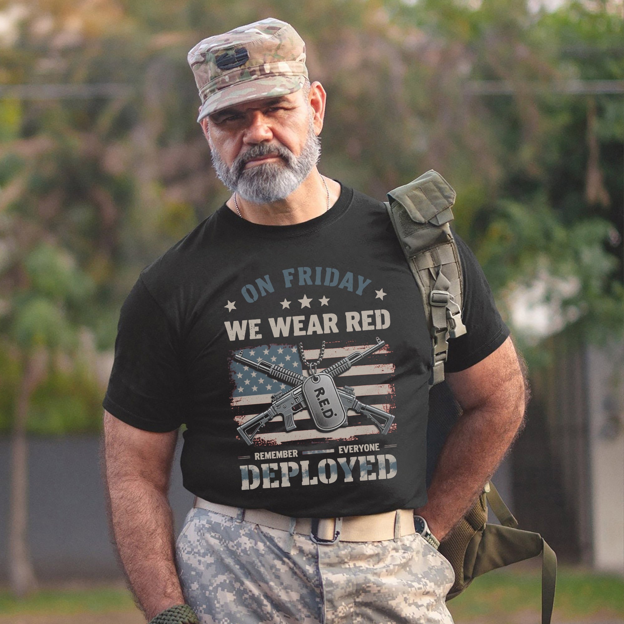 On Friday We Wear Red Remember Everyone Deployed Proud US Military Veteran T-Shirt