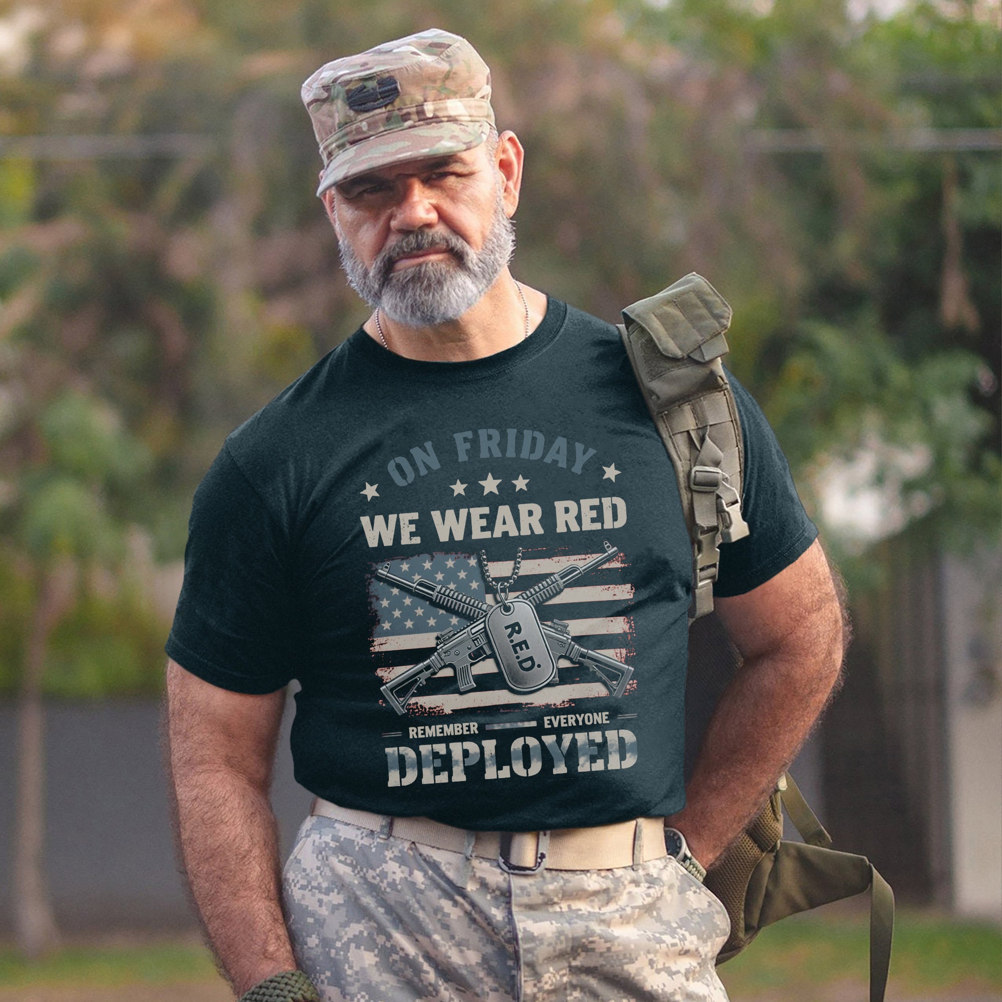 On Friday We Wear Red Remember Everyone Deployed Proud US Military Veteran T-Shirt