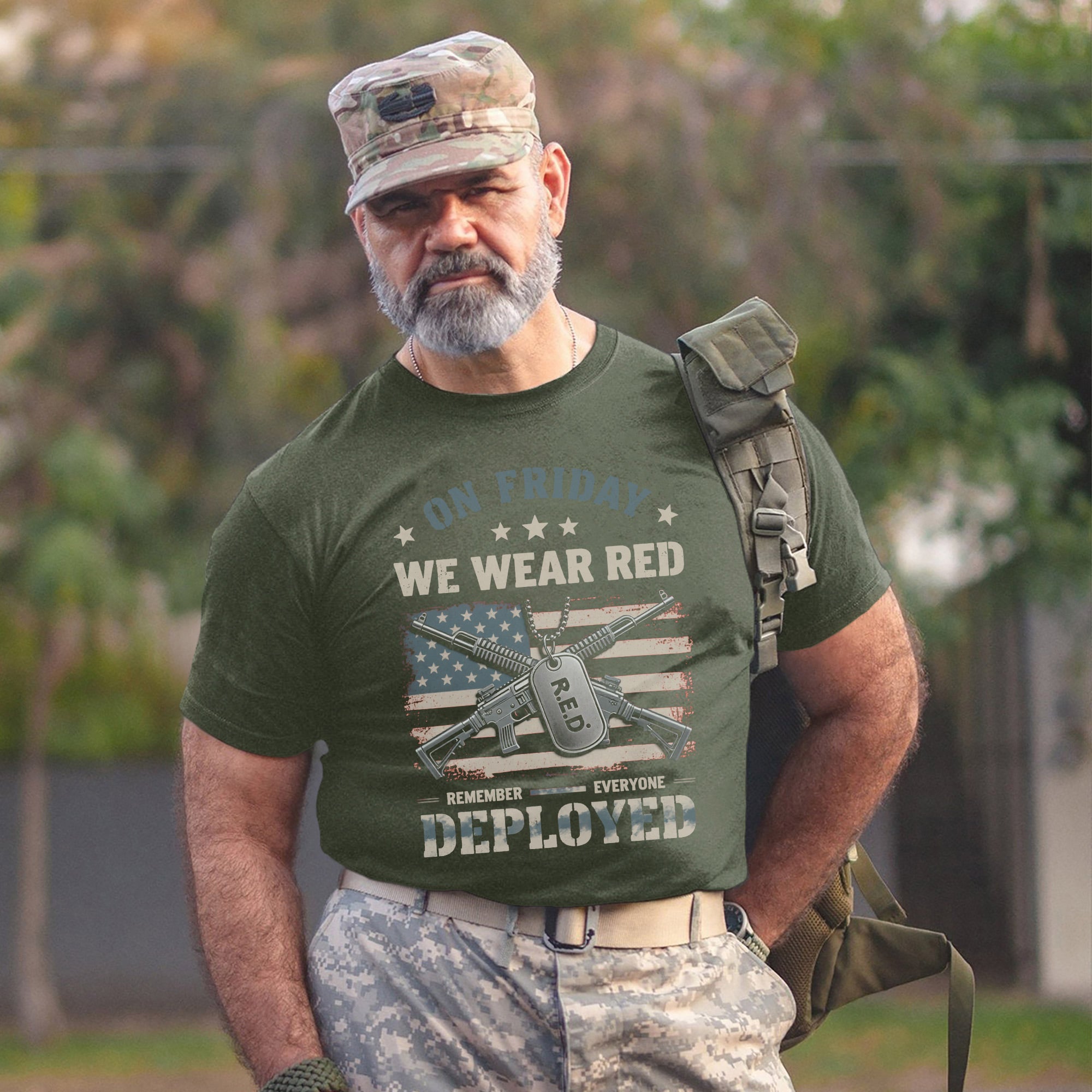 On Friday We Wear Red Remember Everyone Deployed Proud US Military Veteran T-Shirt