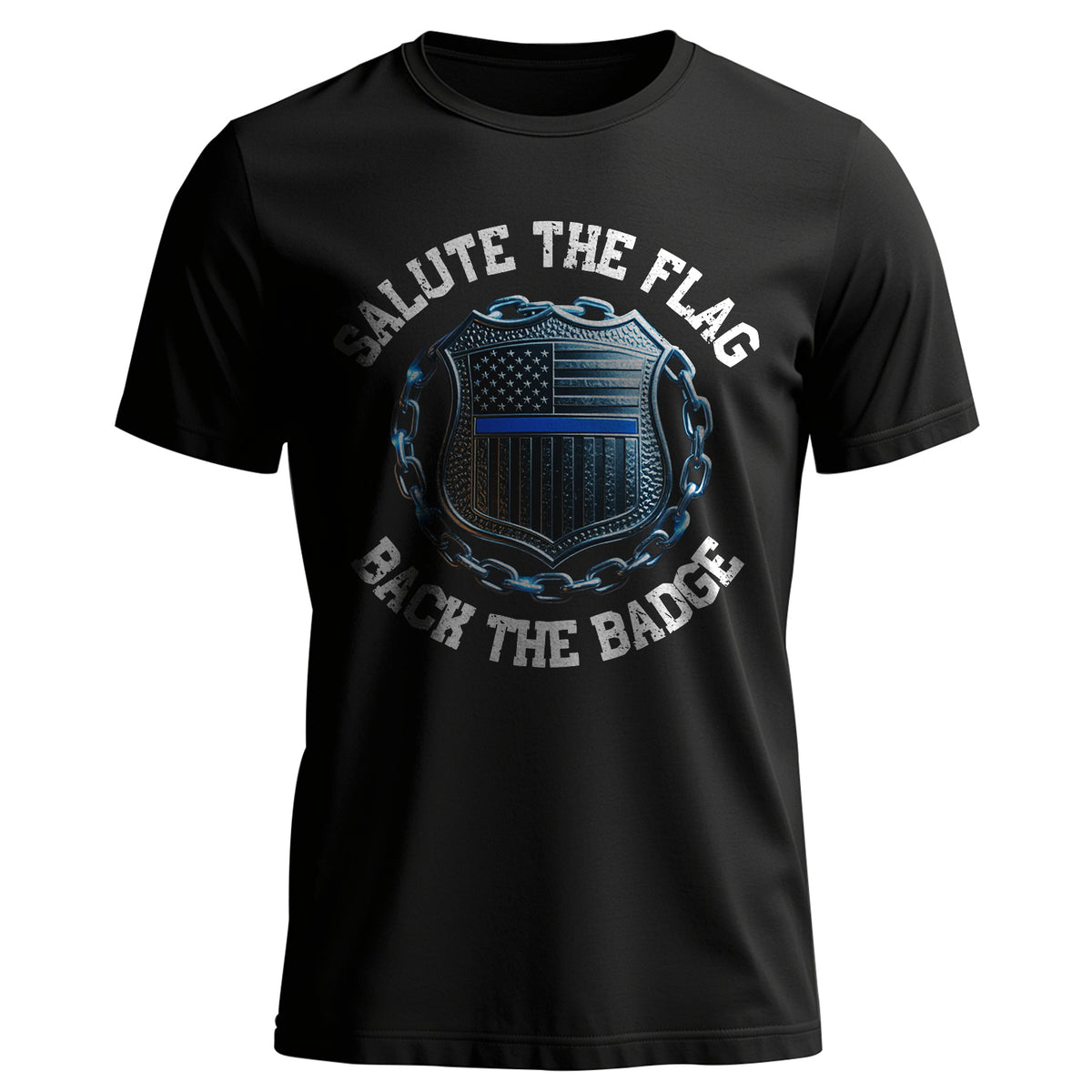 Salute the Flag Back the Badge Proud US T-Shirt Main image