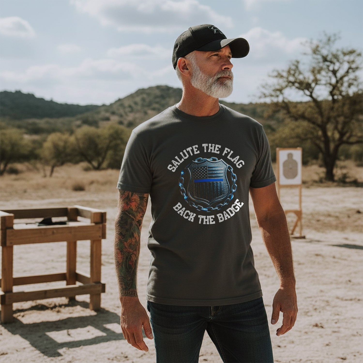 Salute the Flag Back the Badge Proud US T-Shirt