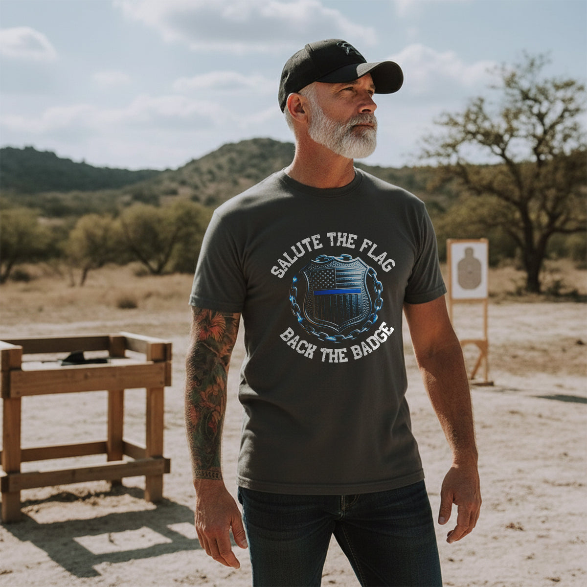 Salute the Flag Back the Badge Proud US T-Shirt